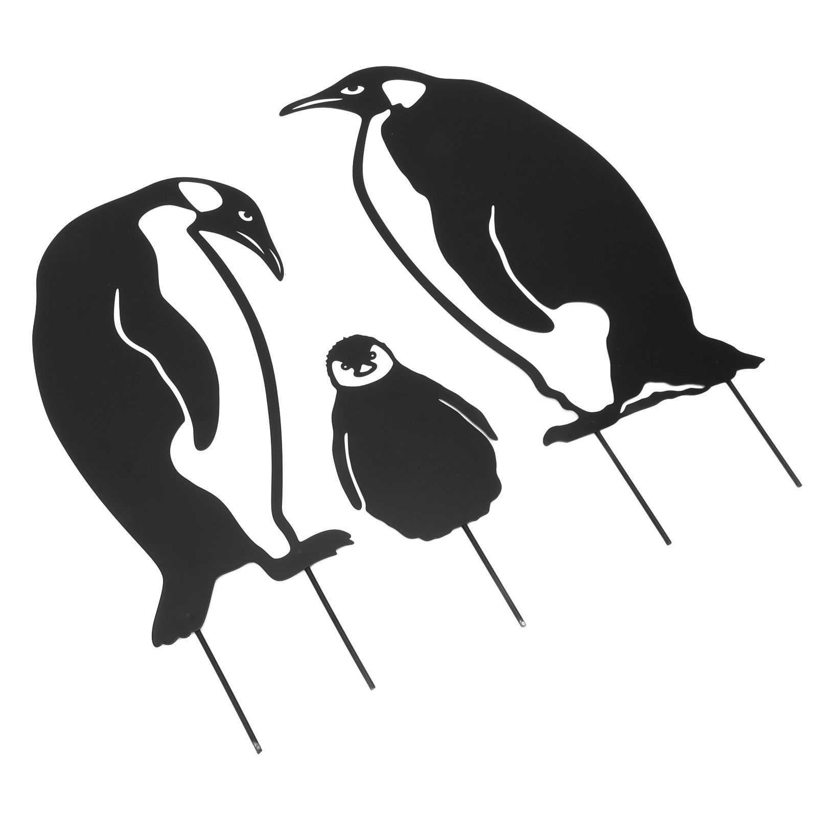 Penguin Family Stake Statue Simulation Vivid Hollow Iron Animal Stake Decoration for Garden Lawn Yard - Image 6