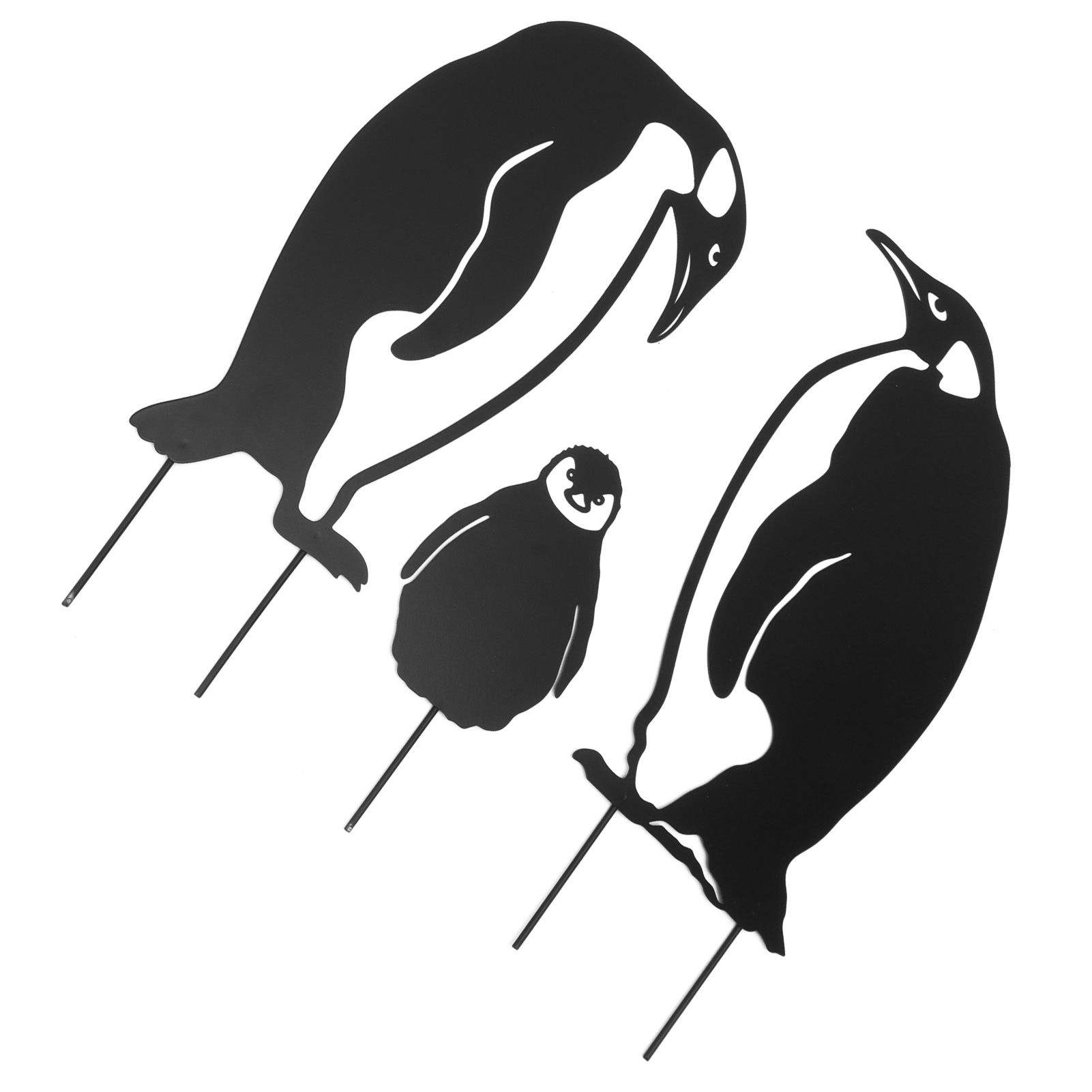 Penguin Family Stake Statue Simulation Vivid Hollow Iron Animal Stake Decoration for Garden Lawn Yard - Image 7