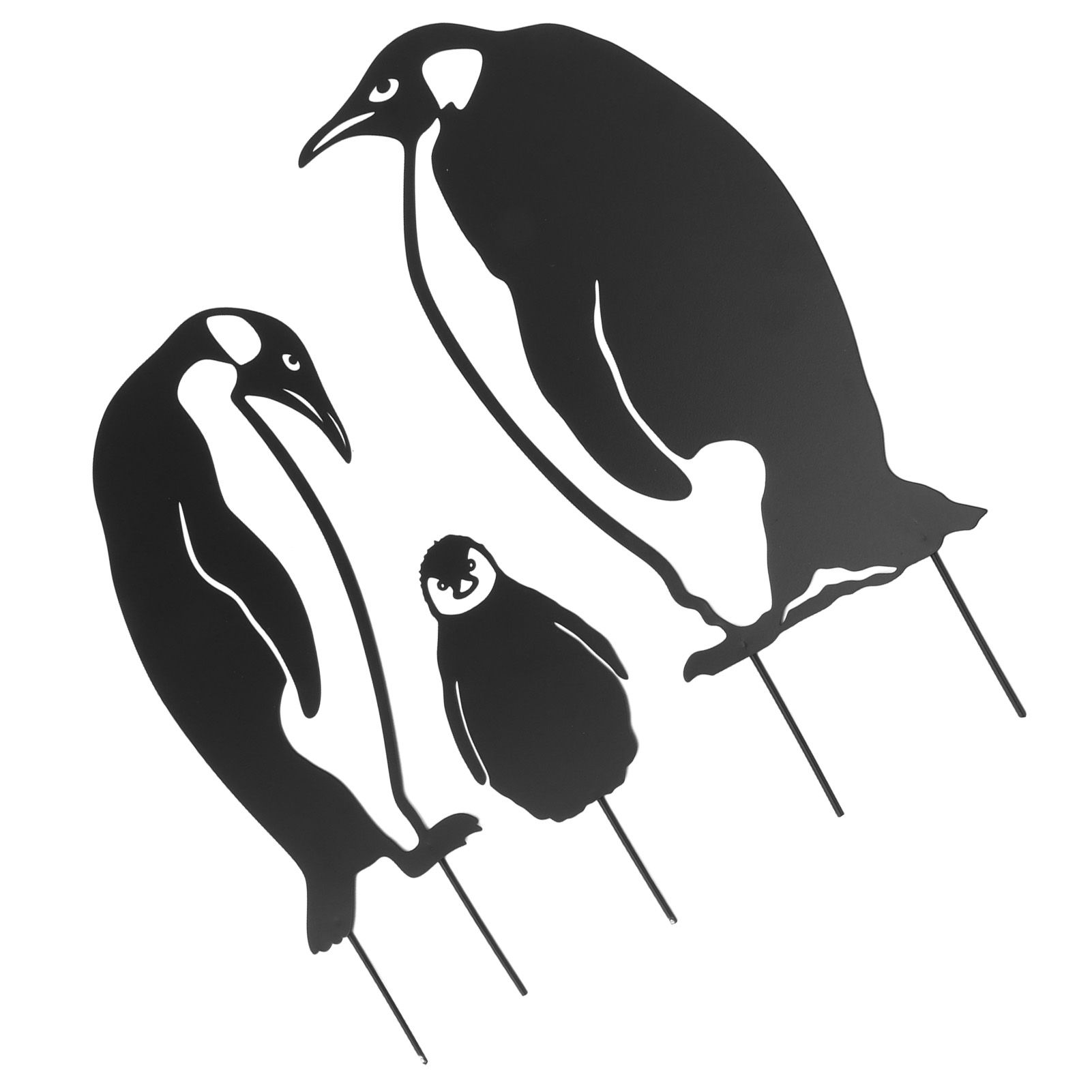 Penguin Family Stake Statue Simulation Vivid Hollow Iron Animal Stake Decoration for Garden Lawn Yard - Image 8