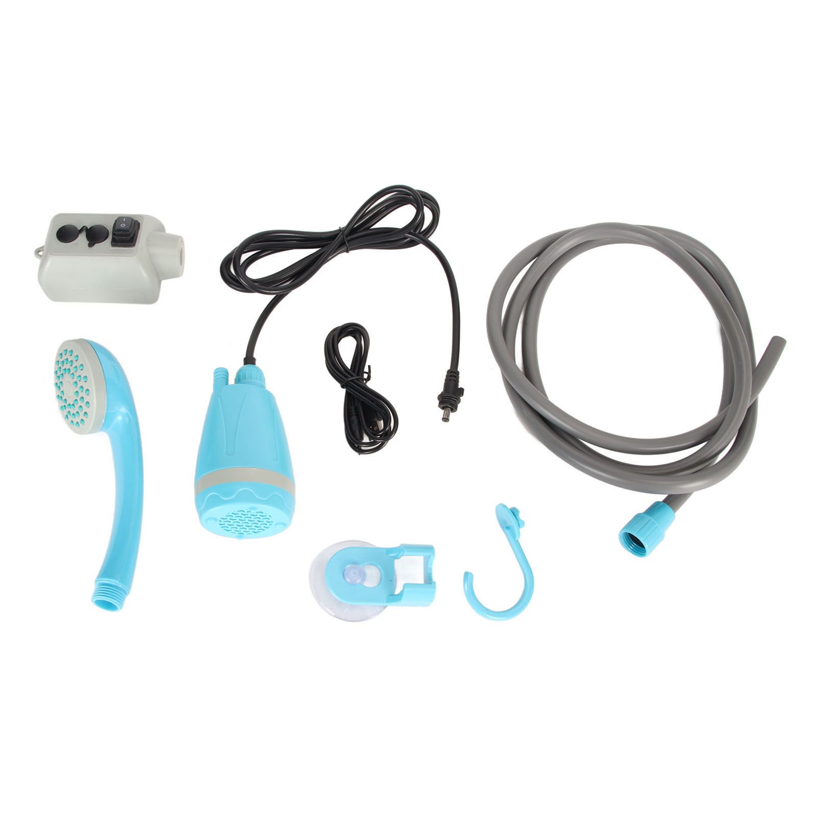 Portable Outdoor Shower Kit USB Rechargeable Camping Shower Set with Water Pump Blue - Image 1