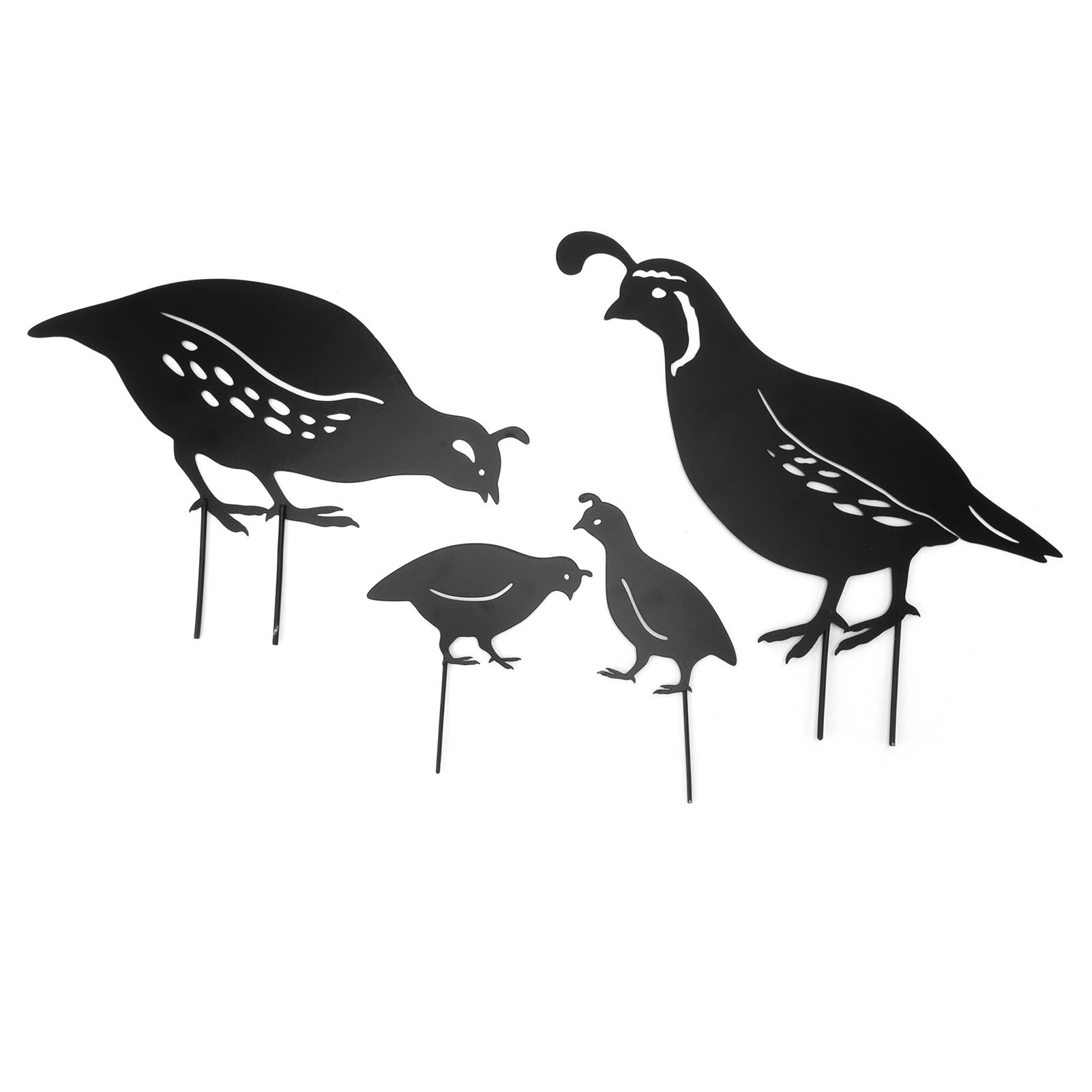 4pcs Outdoor Quail Family Yard Decor Innovative Iron Art Hand Crafted Metal Quail Stake Statue for Outdoor Garden Yard - Image 1
