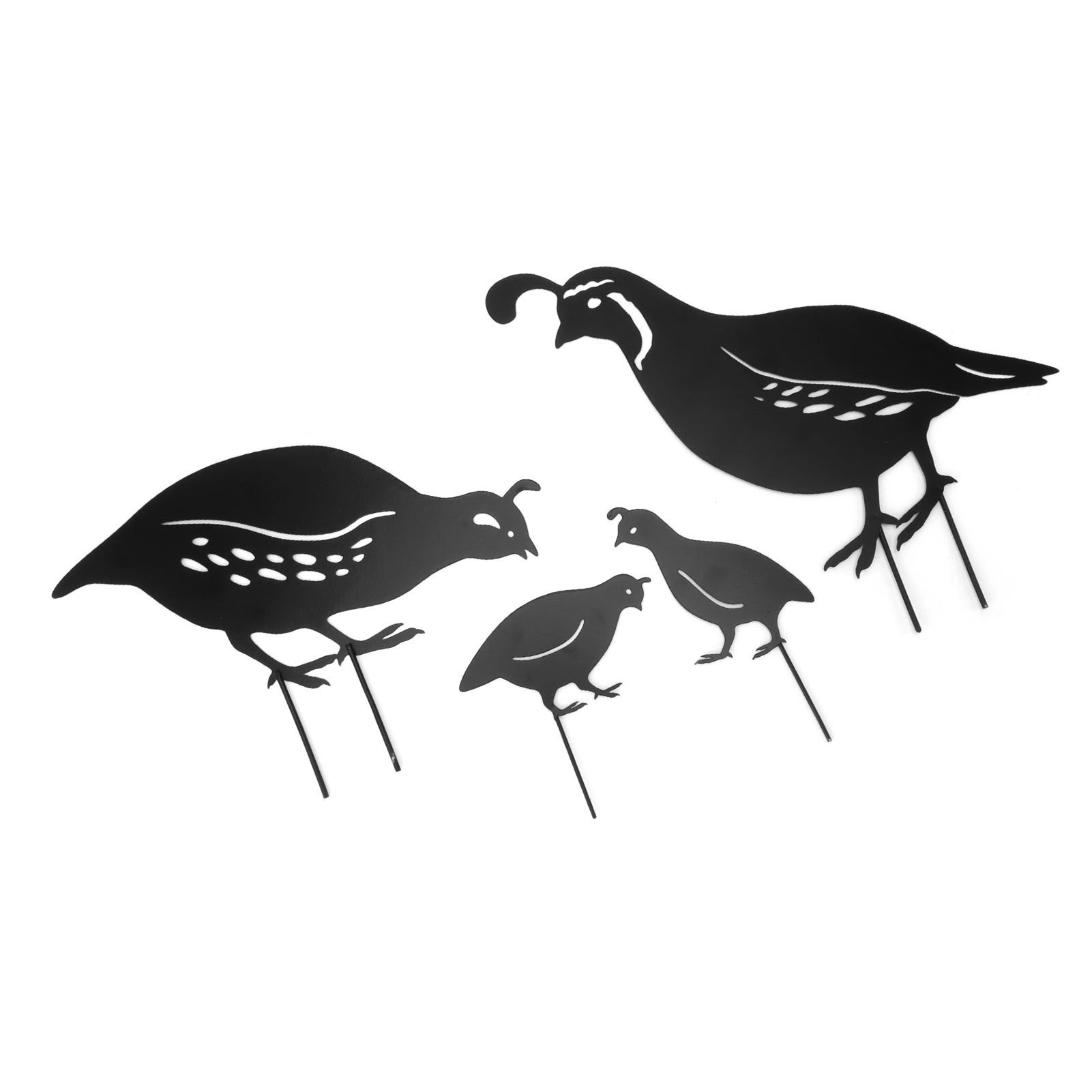 4pcs Outdoor Quail Family Yard Decor Innovative Iron Art Hand Crafted Metal Quail Stake Statue for Outdoor Garden Yard - Image 2