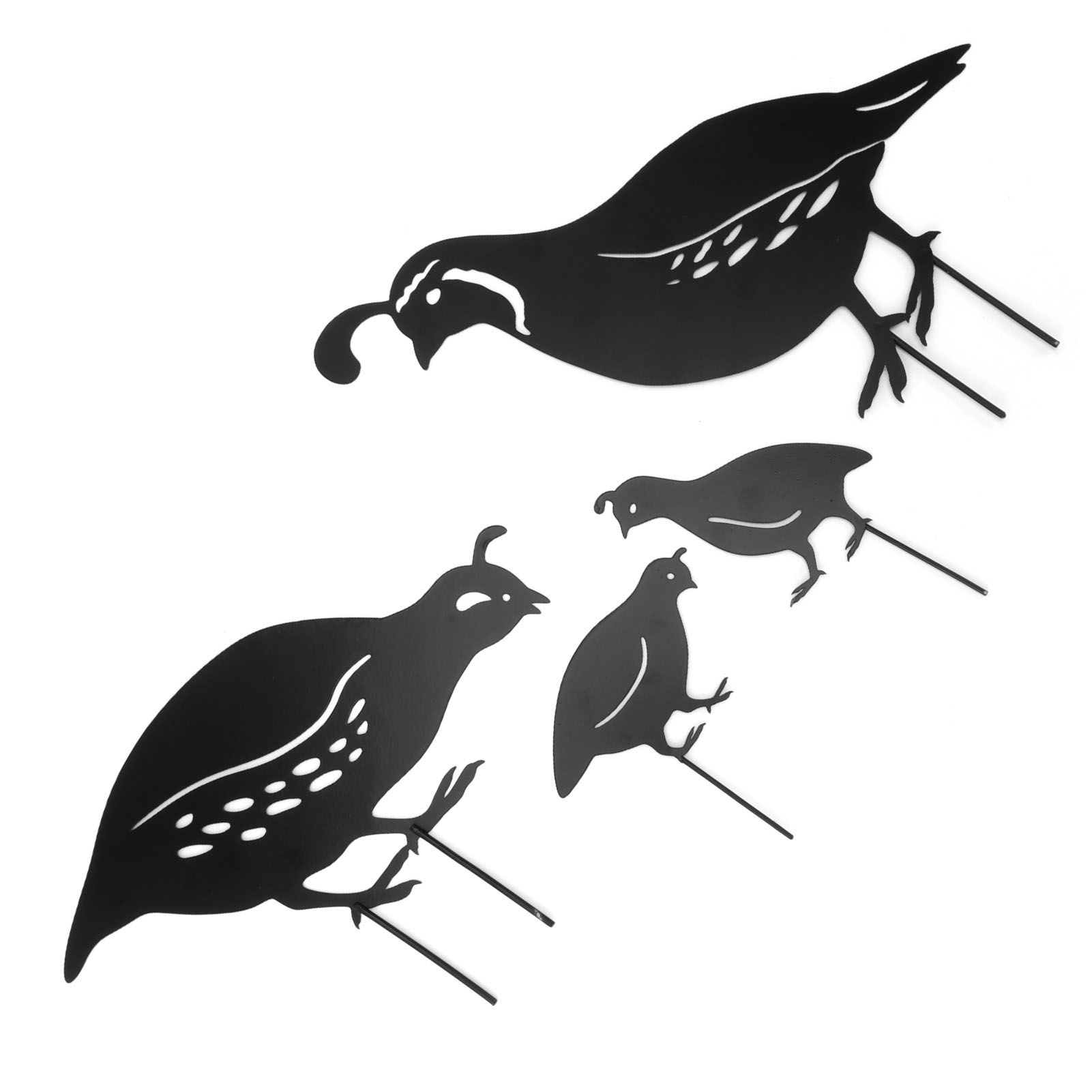 4pcs Outdoor Quail Family Yard Decor Innovative Iron Art Hand Crafted Metal Quail Stake Statue for Outdoor Garden Yard - Image 3