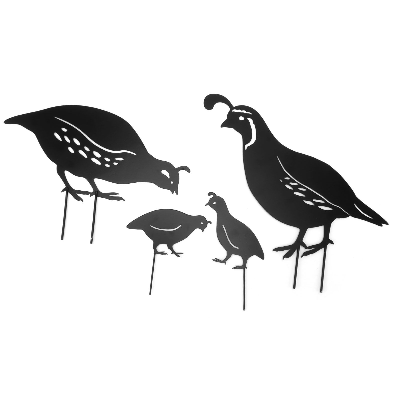 4pcs Outdoor Quail Family Yard Decor Innovative Iron Art Hand Crafted Metal Quail Stake Statue for Outdoor Garden Yard - Image 4