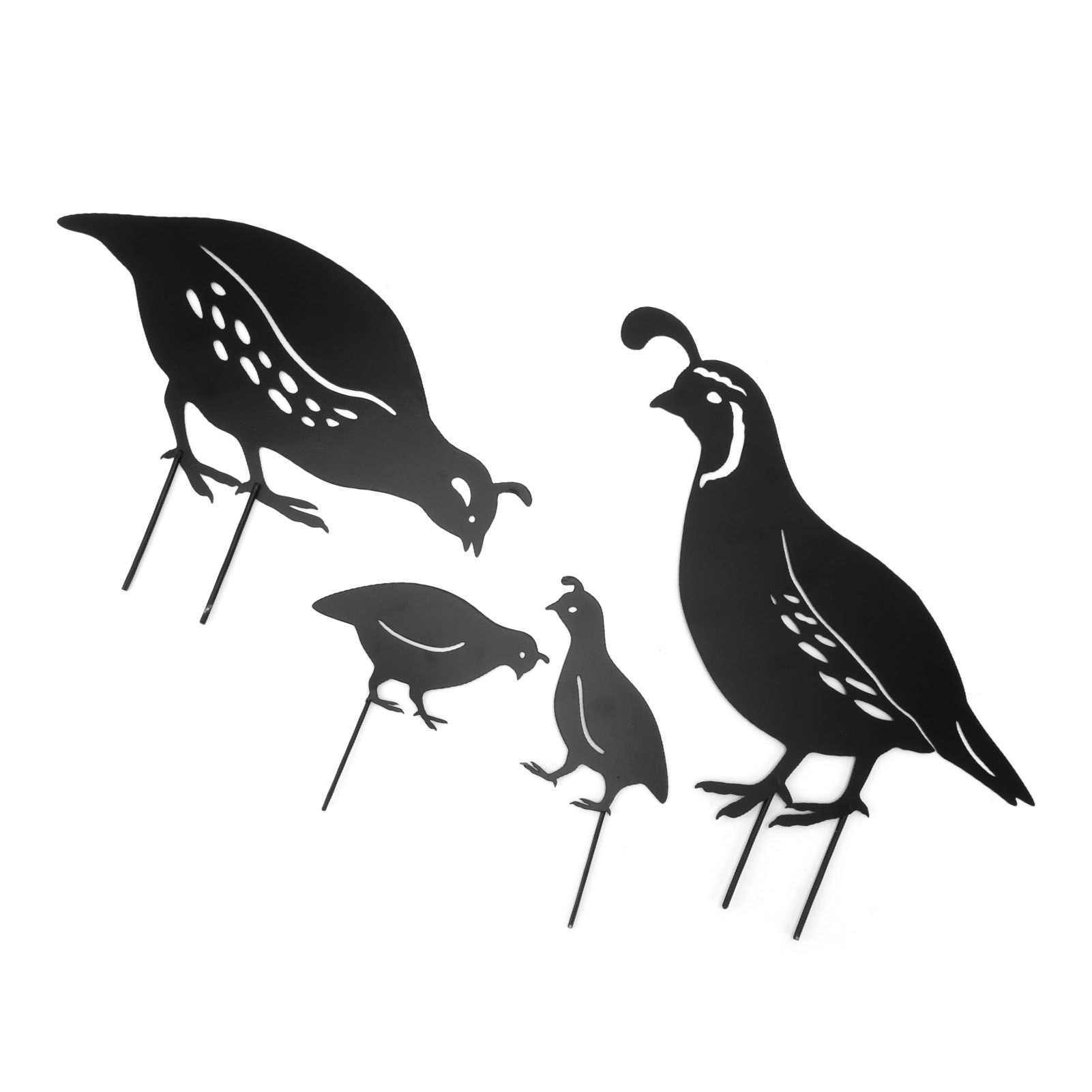 4pcs Outdoor Quail Family Yard Decor Innovative Iron Art Hand Crafted Metal Quail Stake Statue for Outdoor Garden Yard - Image 5