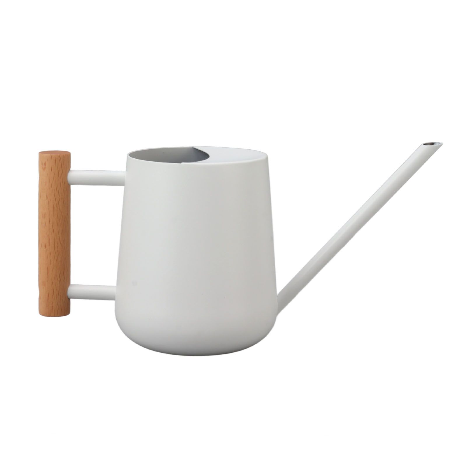 Watering Can 900ml Stainless Steel Long Spout Wooden Handle Elegant Flower Watering Pot for Garden Family Outdoor White - Image 1