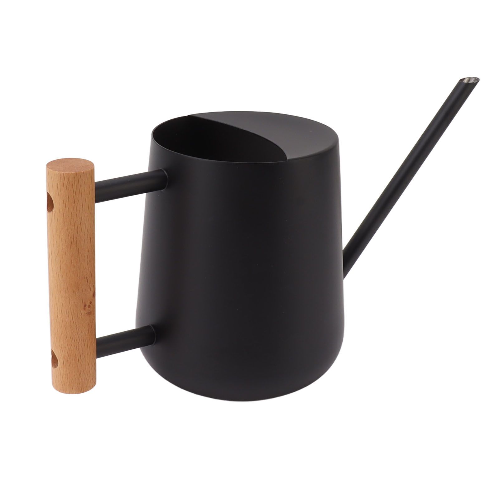 Watering Can 900ml Stainless Steel Long Spout Wooden Handle Elegant Flower Watering Pot for Garden Family Outdoor Black - Image 2