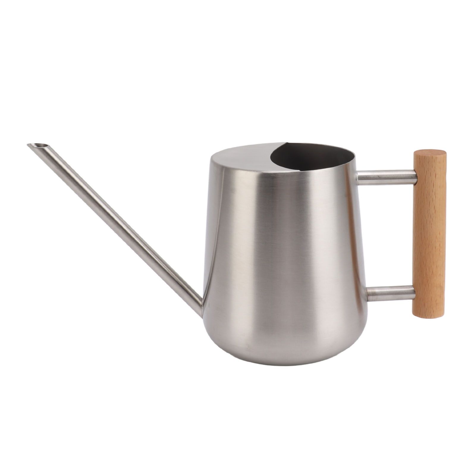Watering Can 900ml Stainless Steel Long Spout Wooden Handle Elegant Flower Watering Pot for Garden Family Outdoor Silver Color - Image 2