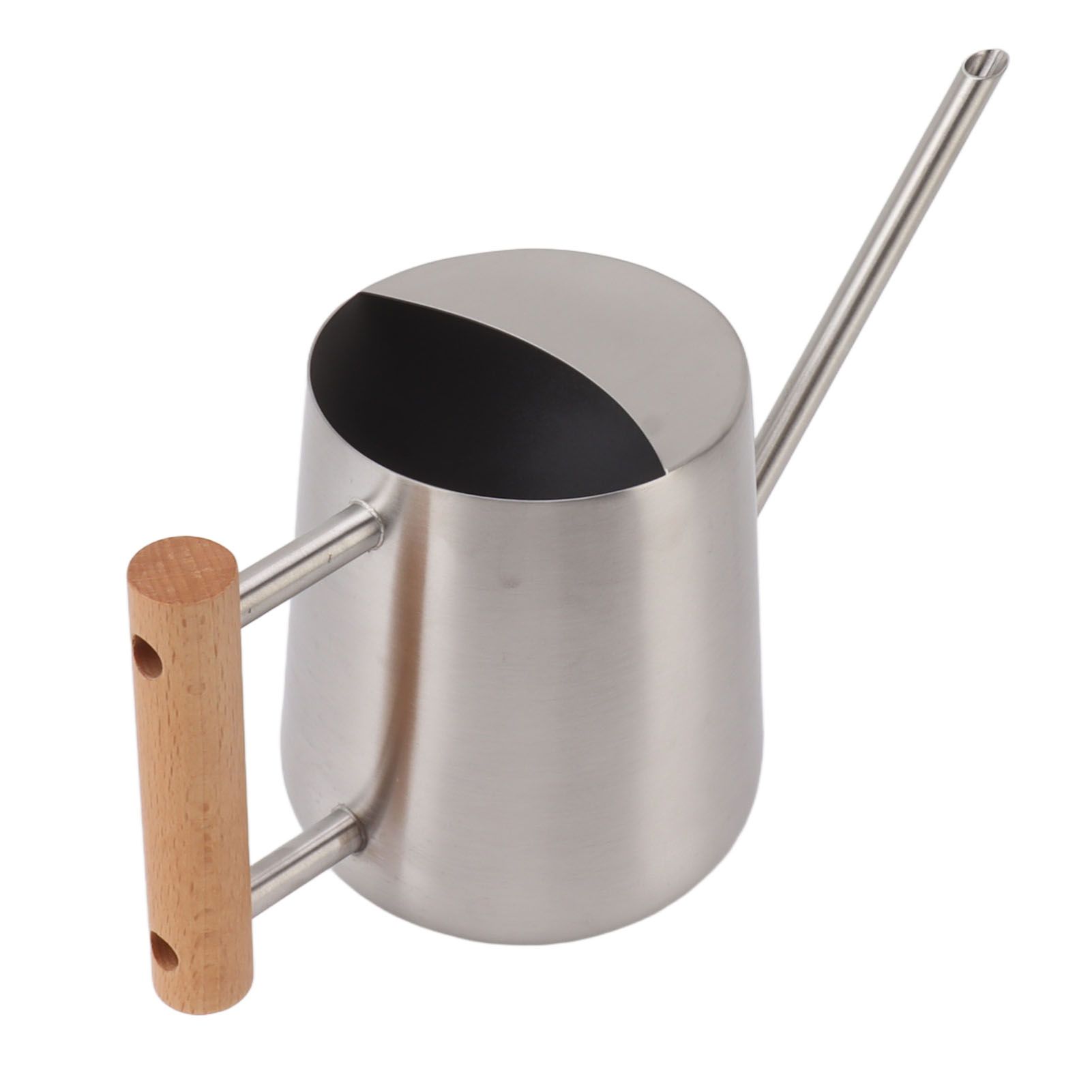 Watering Can 900ml Stainless Steel Long Spout Wooden Handle Elegant Flower Watering Pot for Garden Family Outdoor Silver Color - Image 3