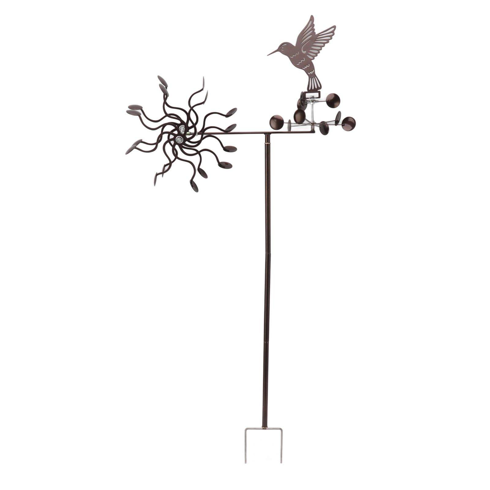 Wind Spinners Iron Hummingbird Metal Windmill Wind Sculpture for Outdoor Lawn Yard Patio Garden Ornaments - Image 1