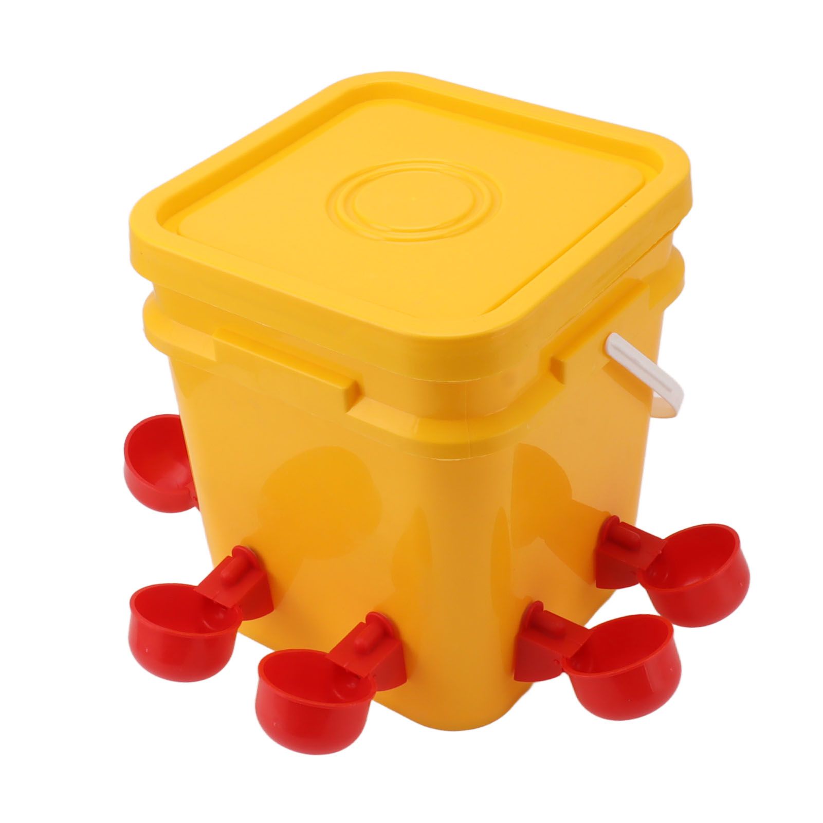 Automatic Chicken Waterer Cup with 12L Handheld Barrel Poultry Drinking Equipemnt for Goose Duck Bucket + Red Bird Bowl + Black Screws - Image 2
