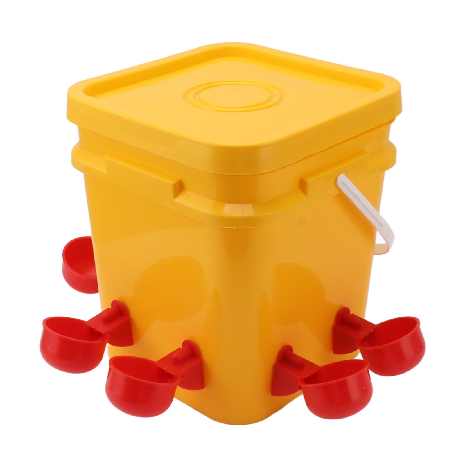 Automatic Chicken Waterer Cup with 12L Handheld Barrel Poultry Drinking Equipemnt for Goose Duck Bucket + Red Bird Bowl + Black Screws - Image 3
