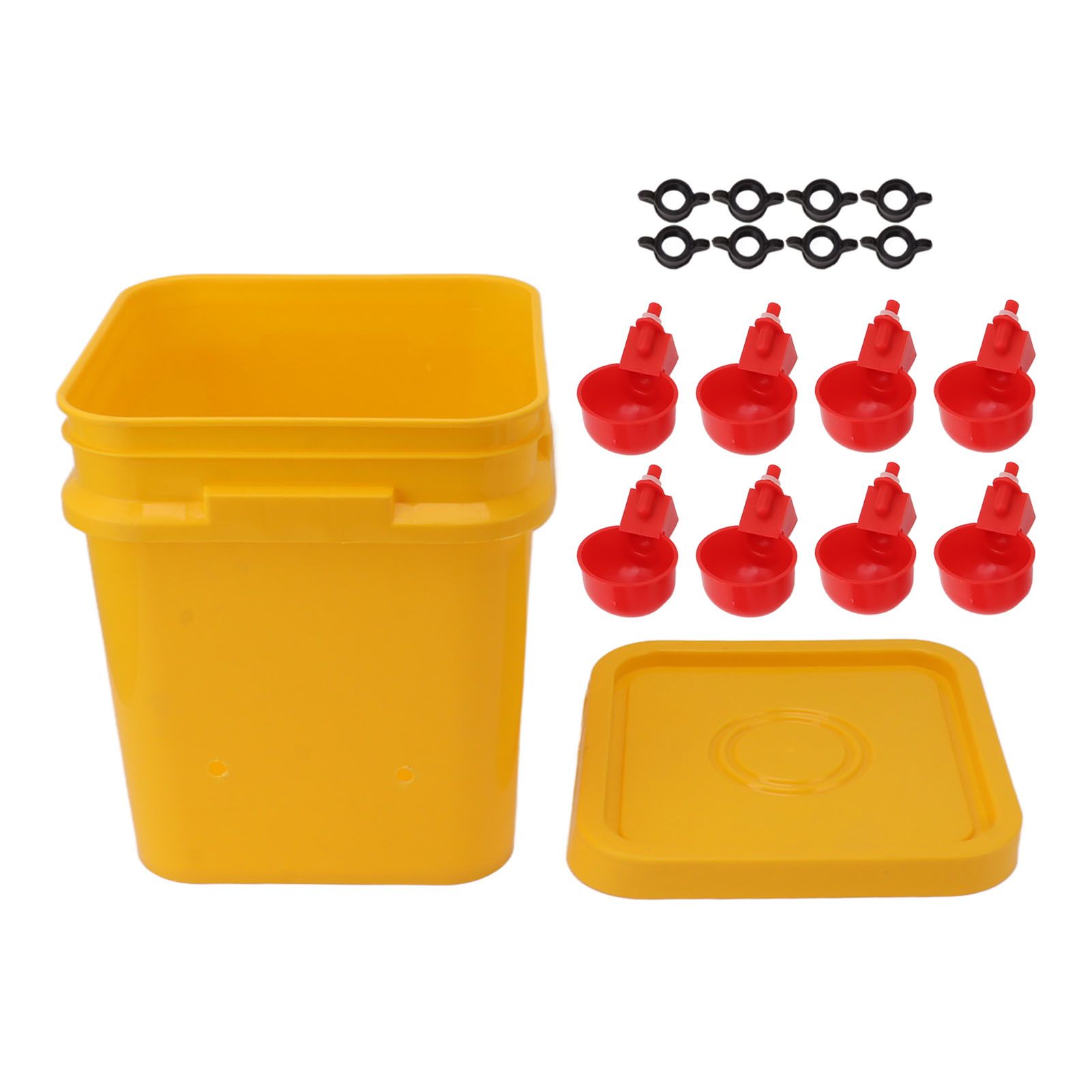 Automatic Chicken Waterer Cup with 12L Handheld Barrel Poultry Drinking Equipemnt for Goose Duck Bucket + Red Bird Bowl + Black Screws - Image 8