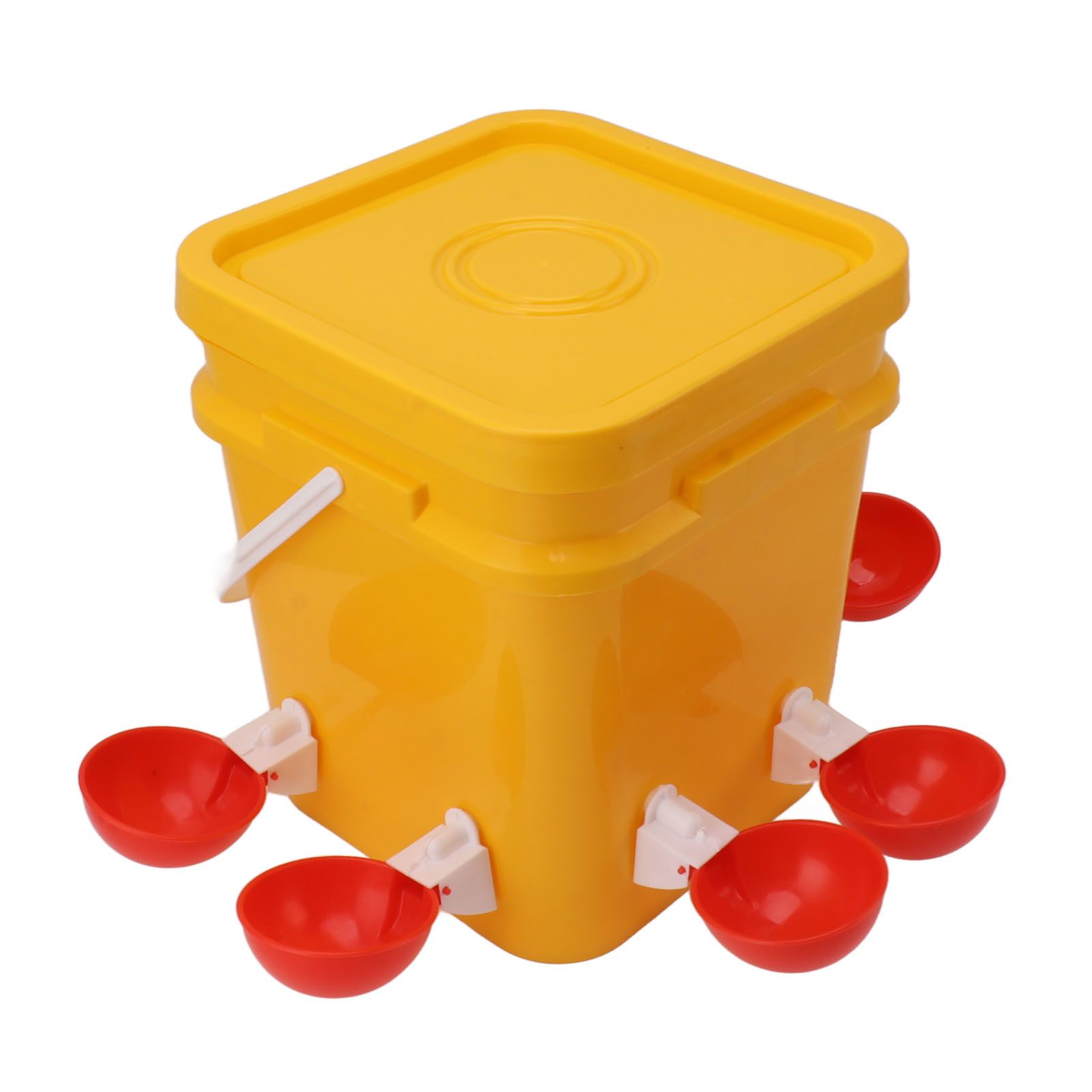 Automatic Chicken Waterer Cup with 12L Handheld Barrel Poultry Drinking Equipemnt for Goose Duck Bucket + Big Red Bowl + Black Screws - Image 2