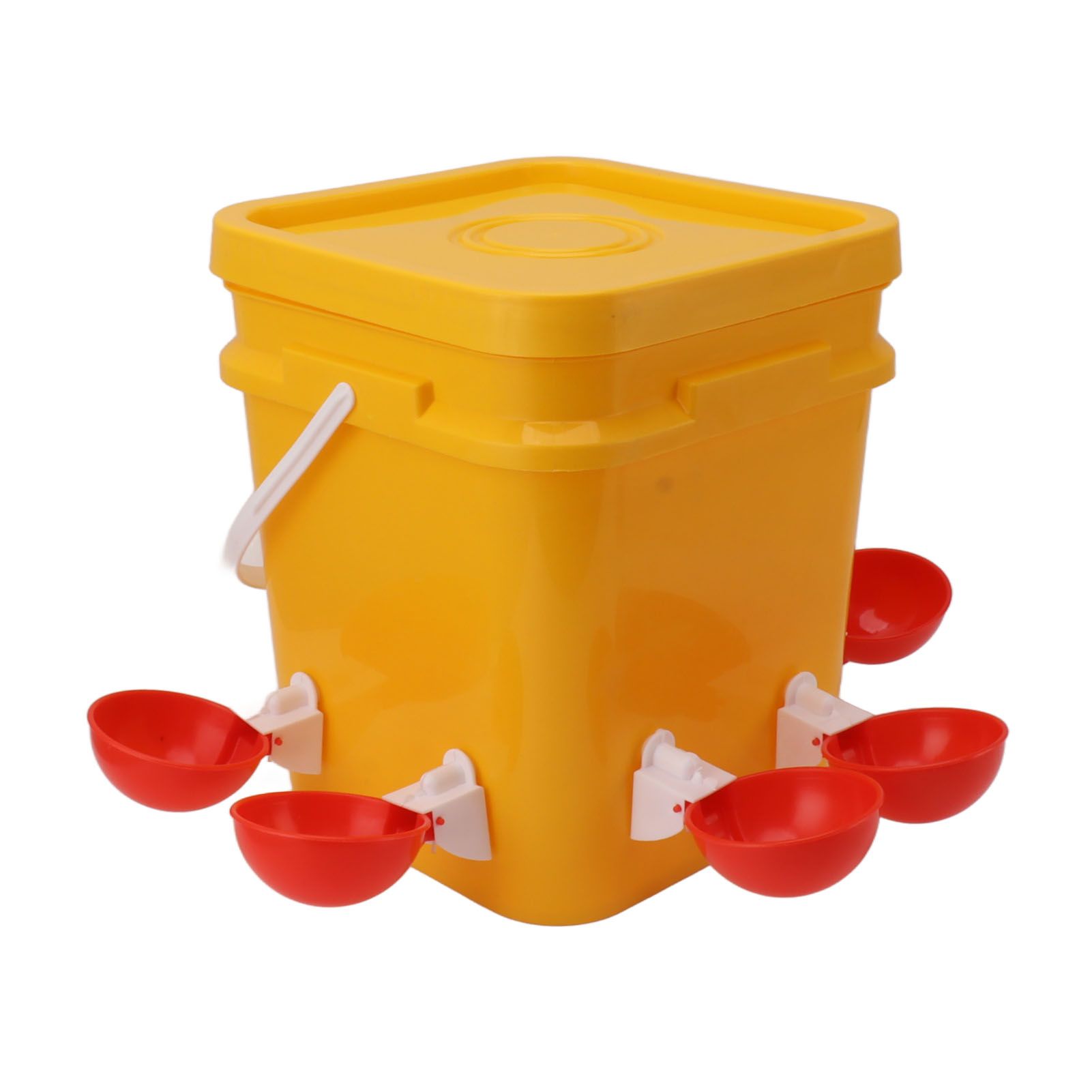 Automatic Chicken Waterer Cup with 12L Handheld Barrel Poultry Drinking Equipemnt for Goose Duck Bucket + Big Red Bowl + Black Screws - Image 3