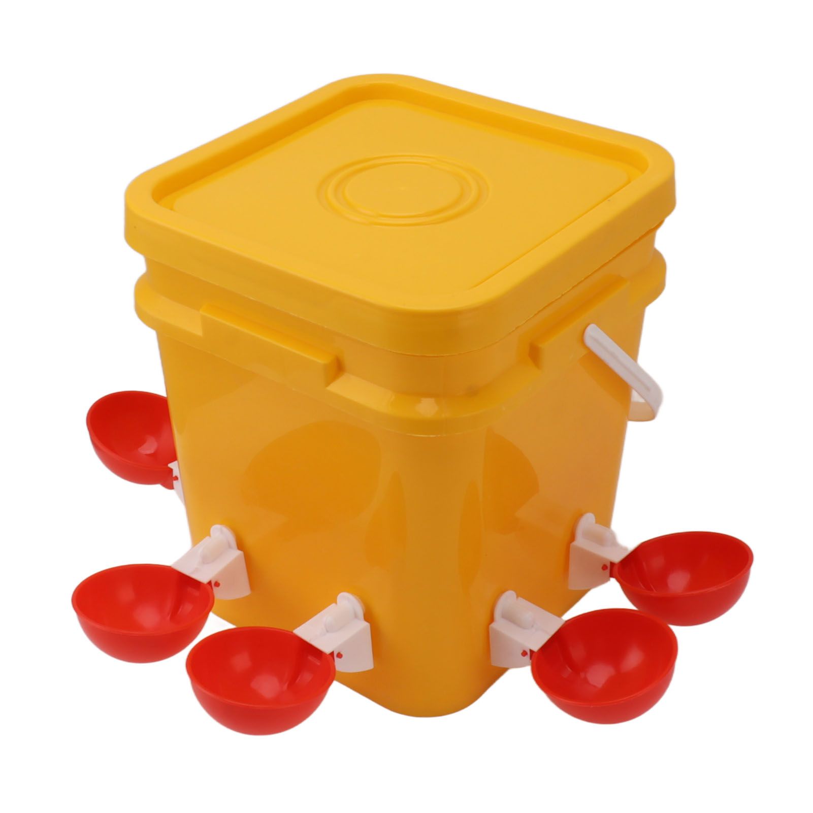 Automatic Chicken Waterer Cup with 12L Handheld Barrel Poultry Drinking Equipemnt for Goose Duck Bucket + Big Red Bowl + Black Screws - Image 4