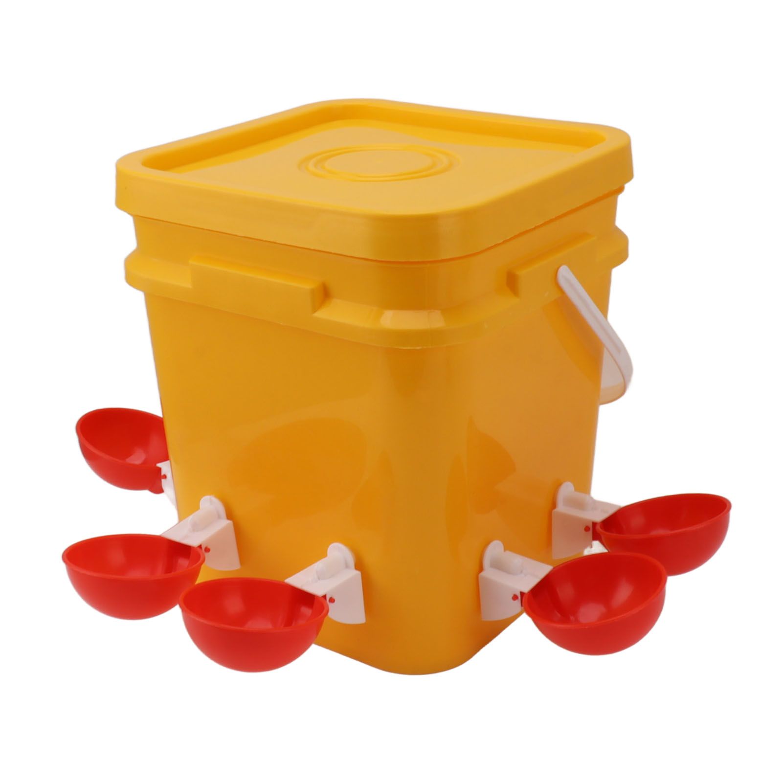 Automatic Chicken Waterer Cup with 12L Handheld Barrel Poultry Drinking Equipemnt for Goose Duck Bucket + Big Red Bowl + Black Screws - Image 5