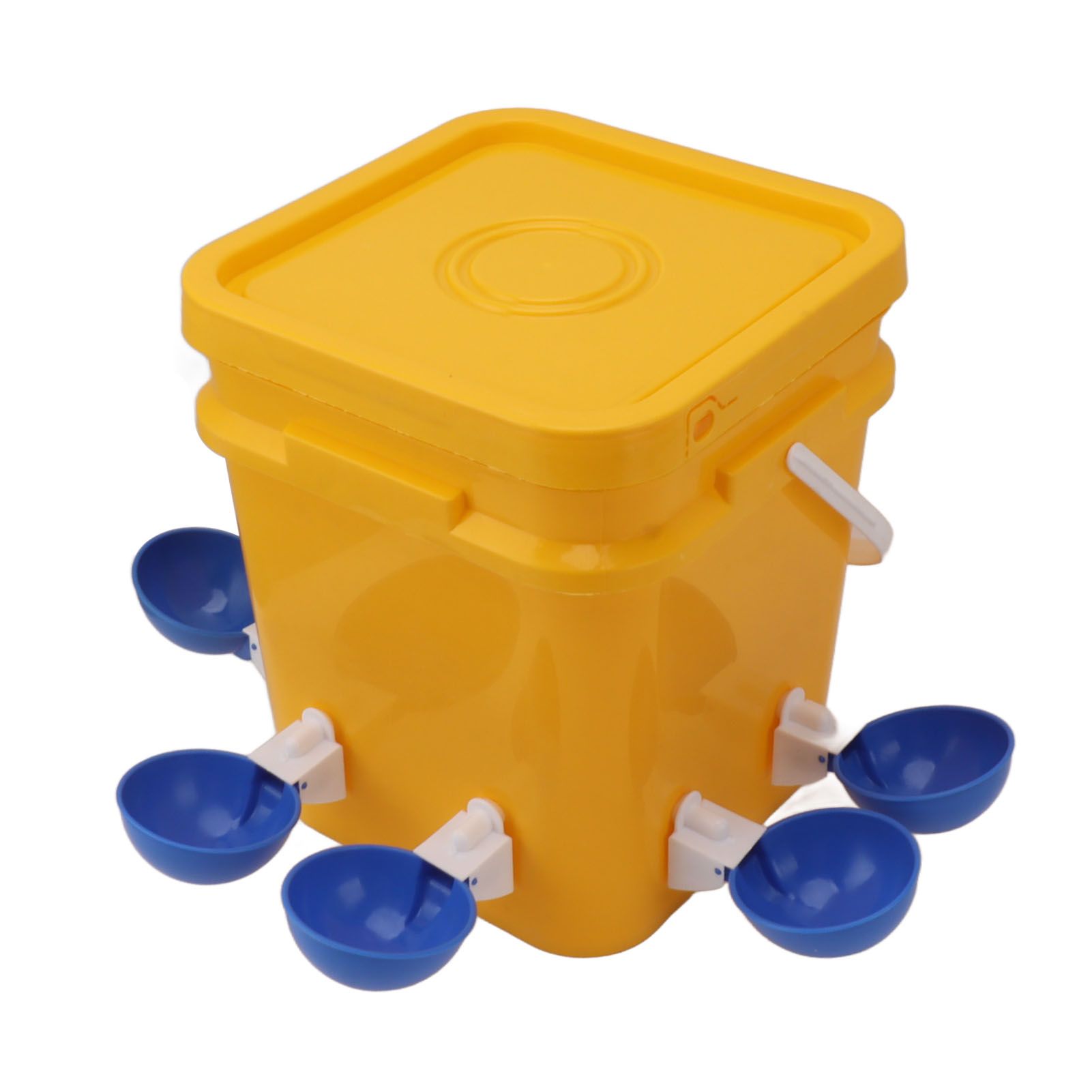 Automatic Chicken Waterer Cup with 12L Handheld Barrel Poultry Drinking Equipemnt for Goose Duck Bucket + Big Blue Bowl + Black Screws - Image 4