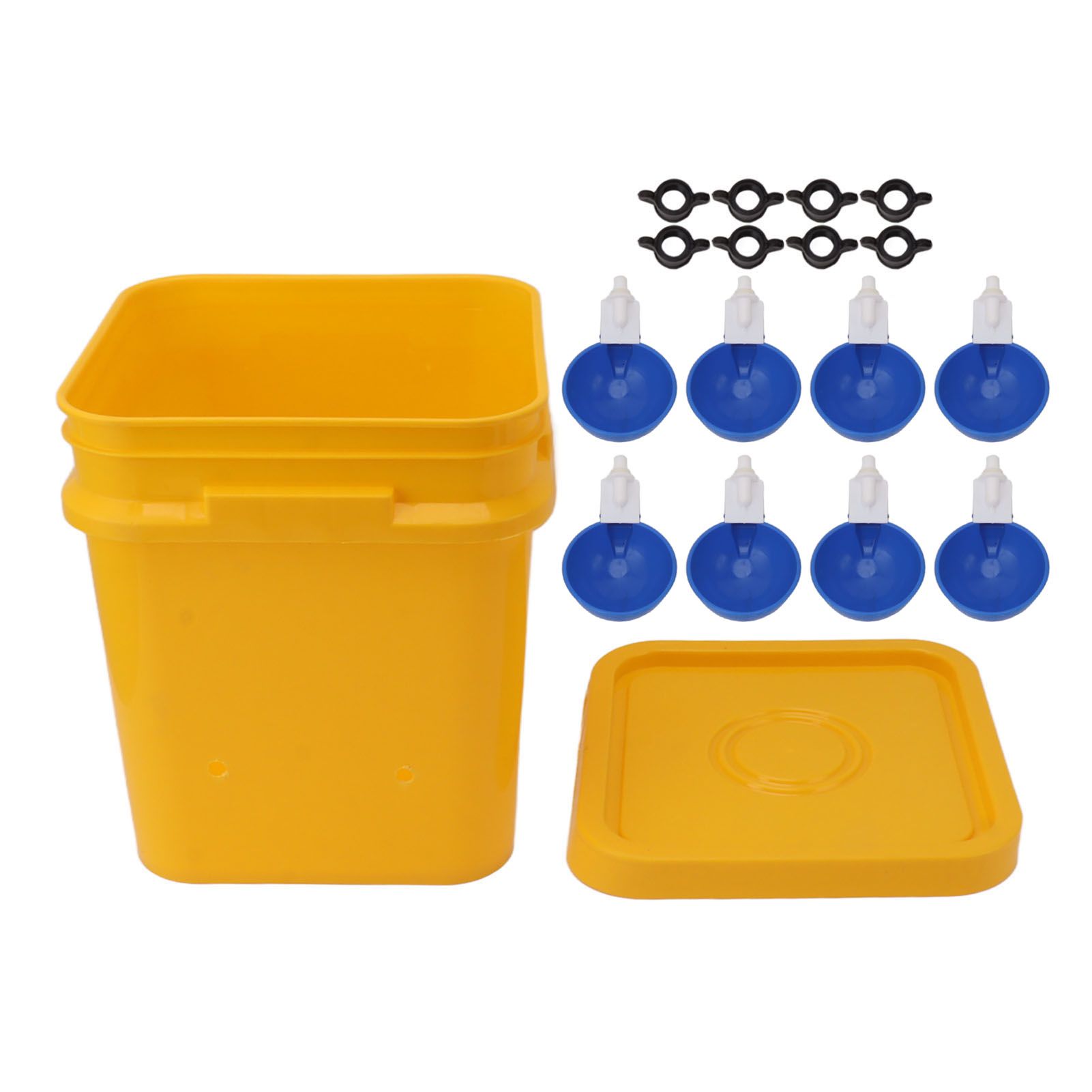 Automatic Chicken Waterer Cup with 12L Handheld Barrel Poultry Drinking Equipemnt for Goose Duck Bucket + Big Blue Bowl + Black Screws - Image 8