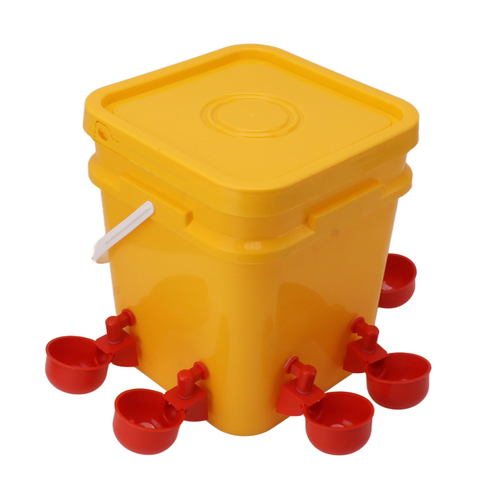 Automatic Chicken Waterer Cup with 12L Handheld Barrel Poultry Drinking Equipemnt for Goose Duck Bucket + Conjoined Red Bird Bowl+ Black Screws - Image 2