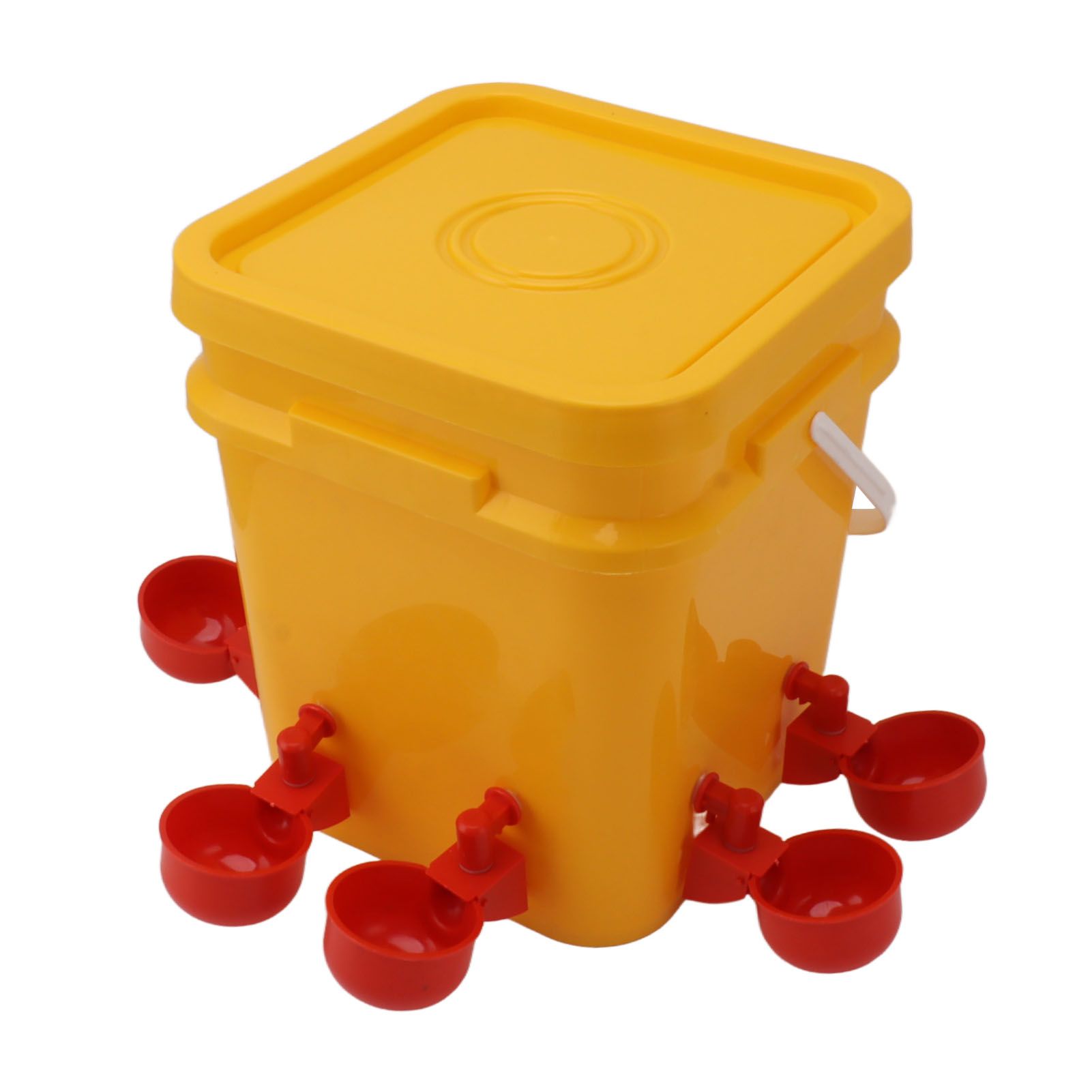 Automatic Chicken Waterer Cup with 12L Handheld Barrel Poultry Drinking Equipemnt for Goose Duck Bucket + Conjoined Red Bird Bowl+ Black Screws - Image 4