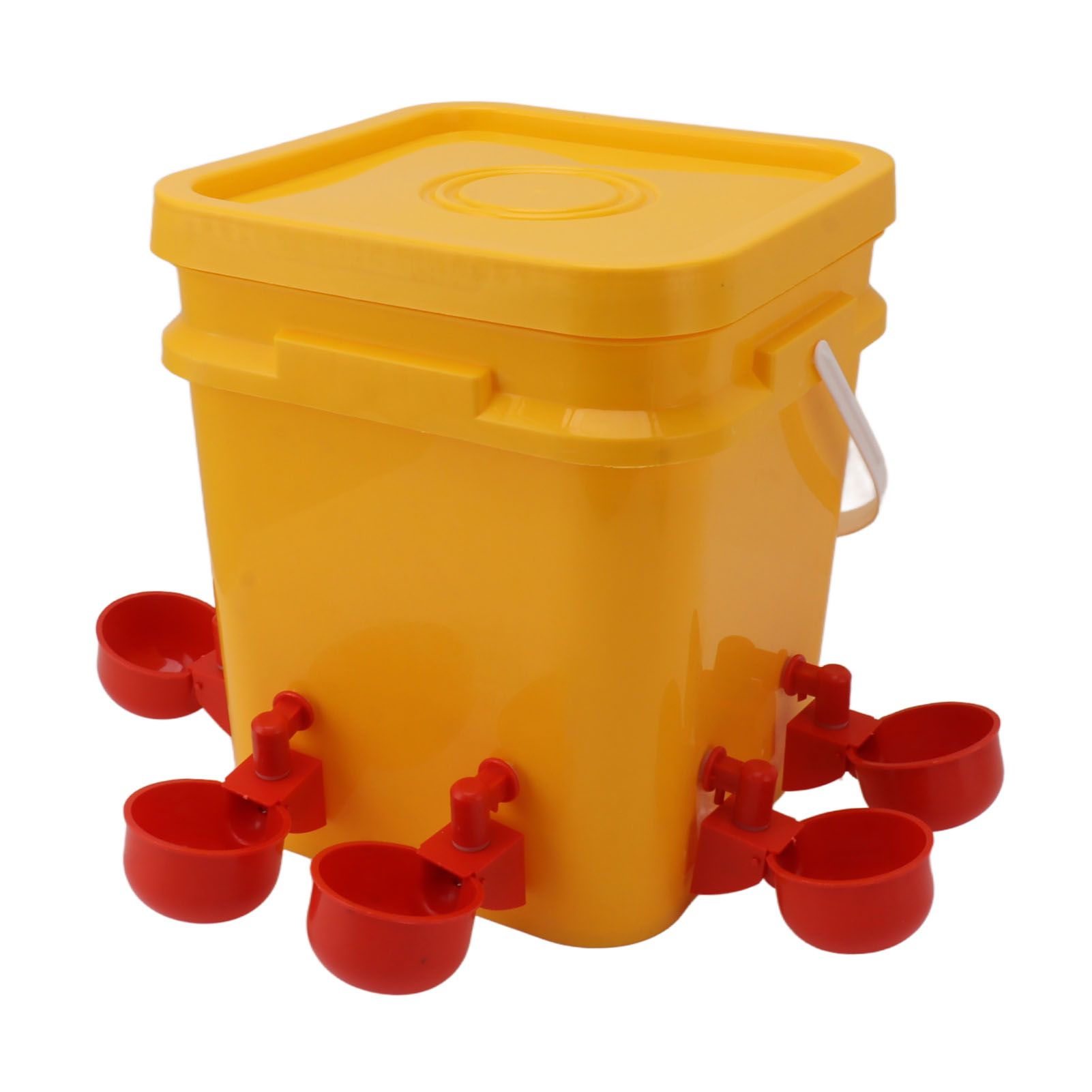 Automatic Chicken Waterer Cup with 12L Handheld Barrel Poultry Drinking Equipemnt for Goose Duck Bucket + Conjoined Red Bird Bowl+ Black Screws - Image 5