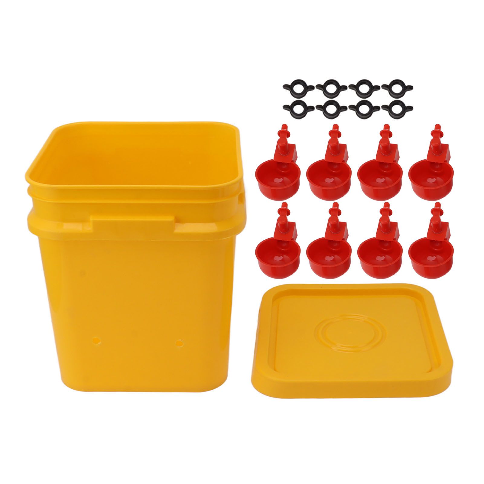Automatic Chicken Waterer Cup with 12L Handheld Barrel Poultry Drinking Equipemnt for Goose Duck Bucket + Conjoined Red Bird Bowl+ Black Screws - Image 8
