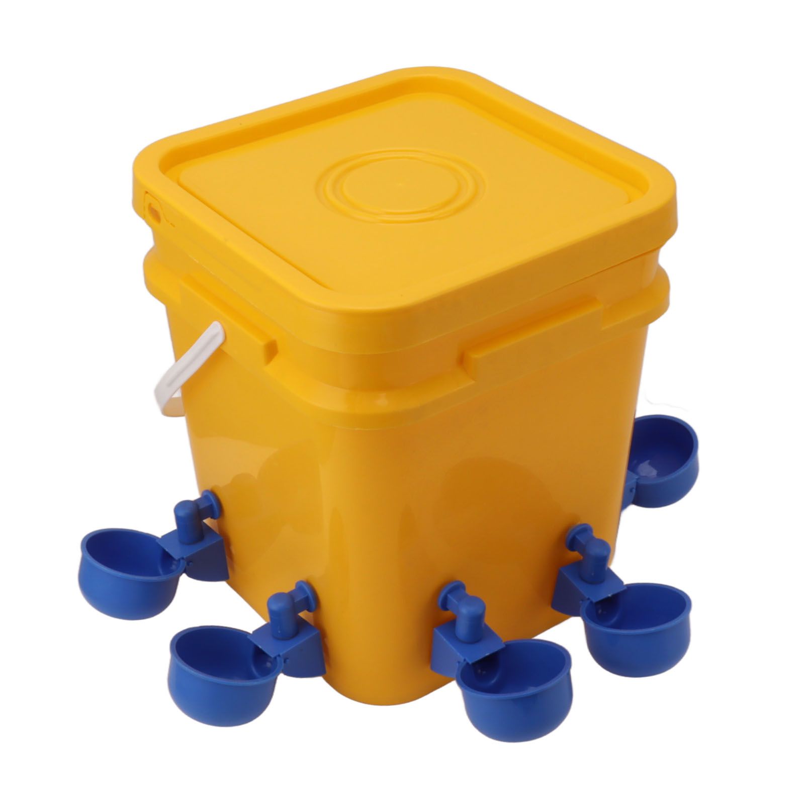 Automatic Chicken Waterer Cup with 12L Handheld Barrel Poultry Drinking Equipemnt for Goose Duck Bucket + Blue Bird Bowl + Black Screws - Image 2