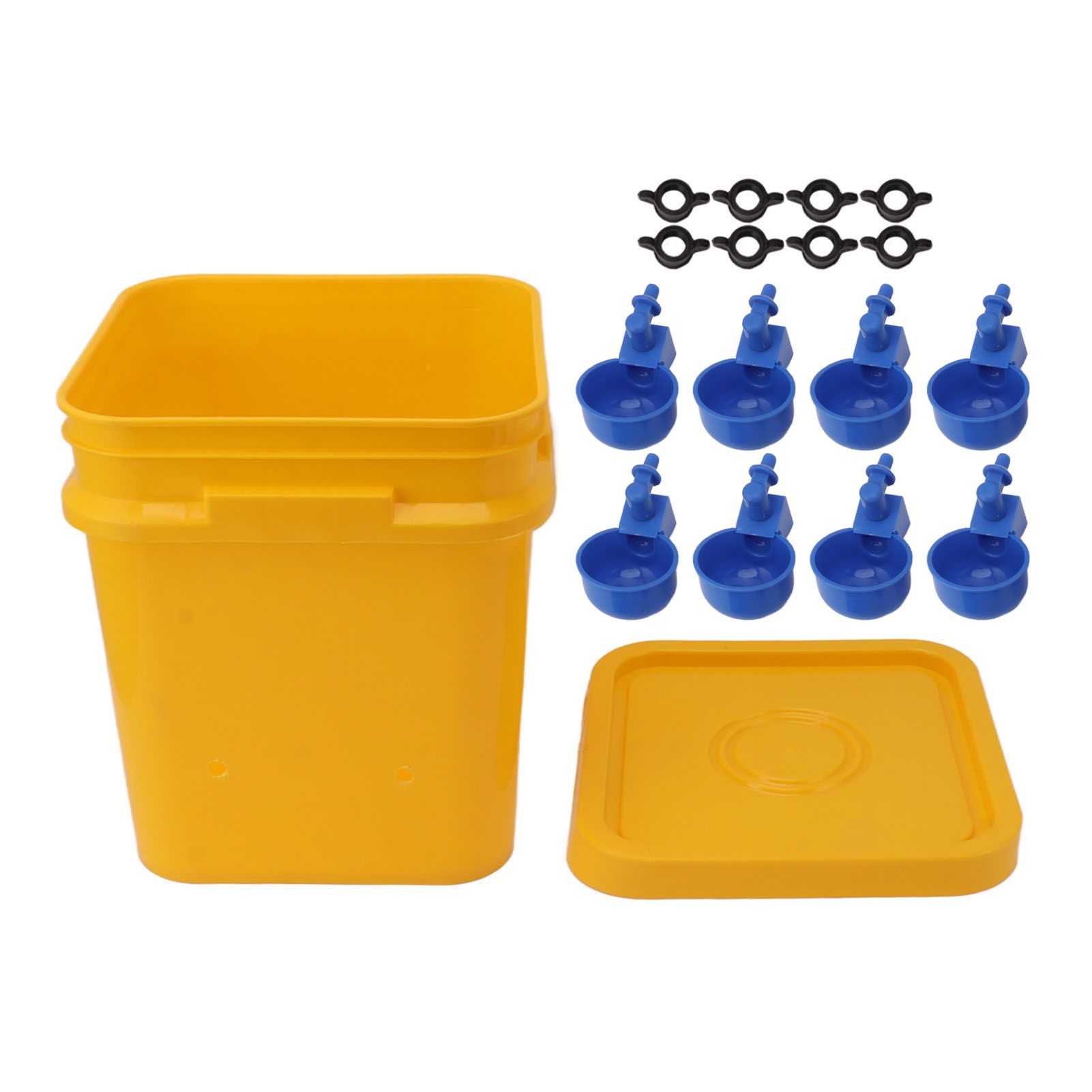 Automatic Chicken Waterer Cup with 12L Handheld Barrel Poultry Drinking Equipemnt for Goose Duck Bucket + Blue Bird Bowl + Black Screws - Image 8
