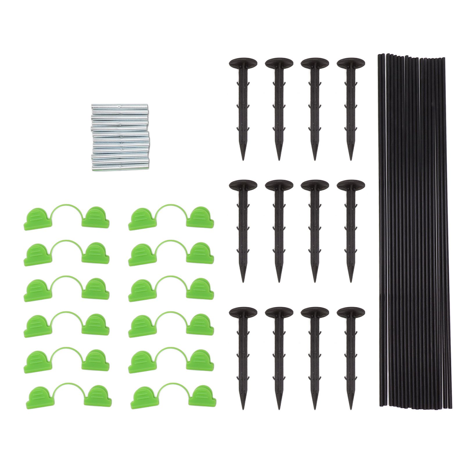 18 Fiberglass Rods 12 Connecting Pipes 12 Clips 12 Garden Stakes for Greenhouse Garden Raised Bed Grow Tunnel - Image 1
