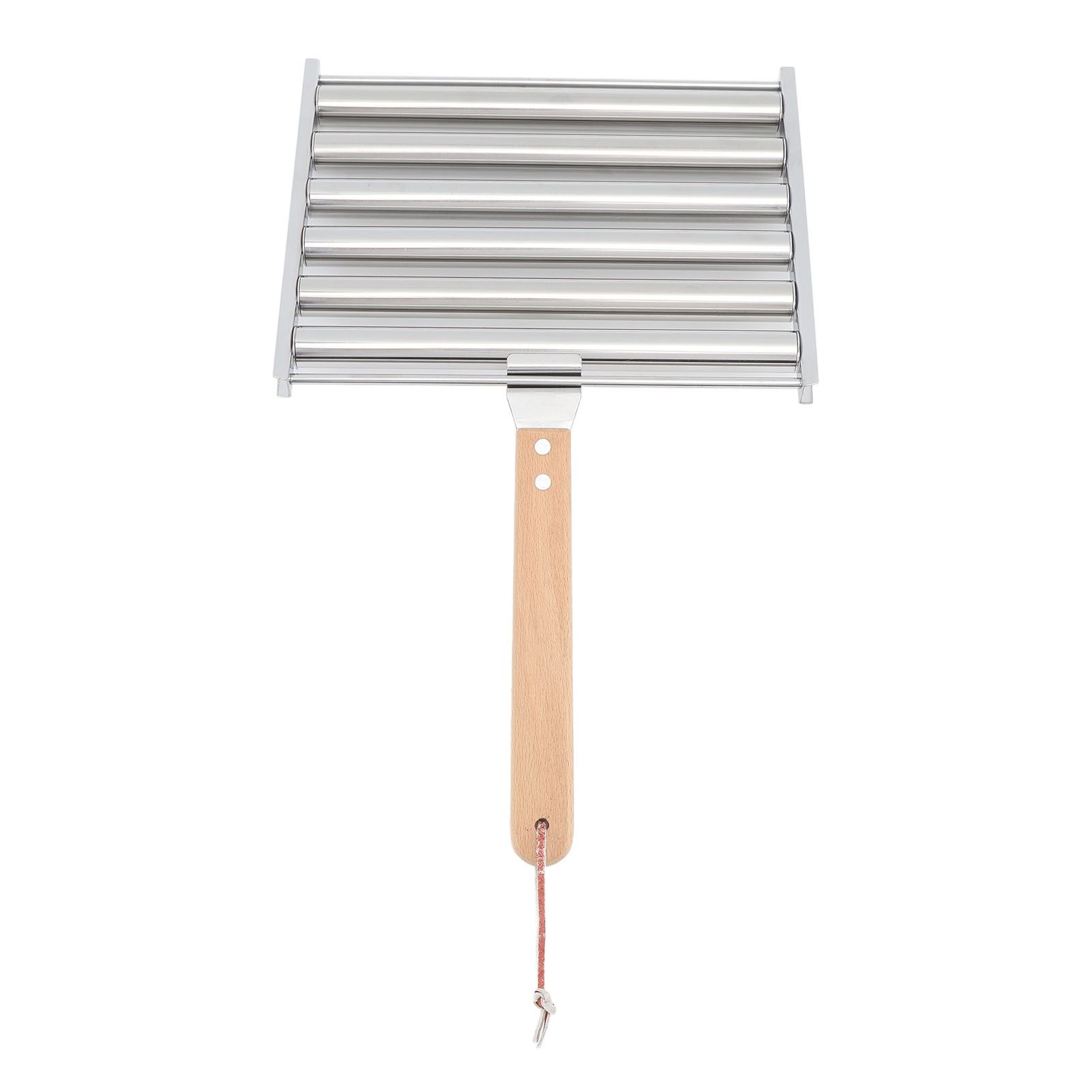 Detachable Stainless Steel Hot Dog Sausage Roller Rack Steamer With Extra Long Wood Handle 4 Skewers 6 Stick Design BBQ Tools M - Image 2