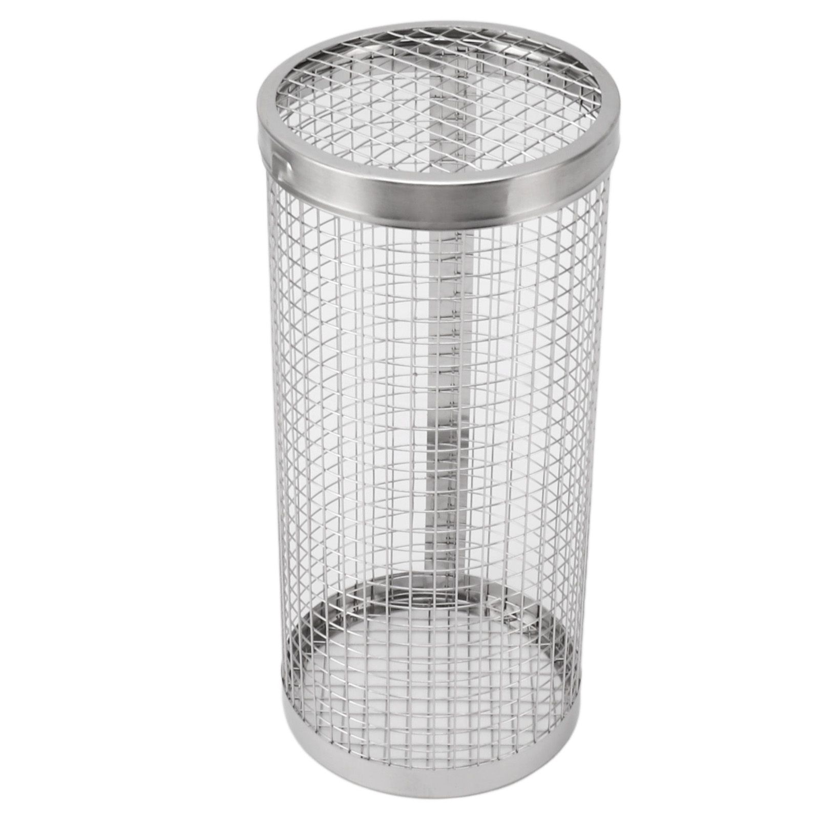 BBQ Net Tube Rolling Grilling Basket Stainless Steel Wire Mesh Cylinder Grill Basket with Fork Hook for Outdoor Barbecue Camping S - Image 2