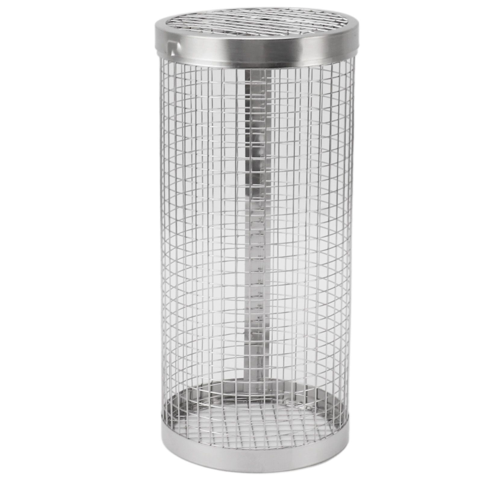 BBQ Net Tube Rolling Grilling Basket Stainless Steel Wire Mesh Cylinder Grill Basket with Fork Hook for Outdoor Barbecue Camping S - Image 3