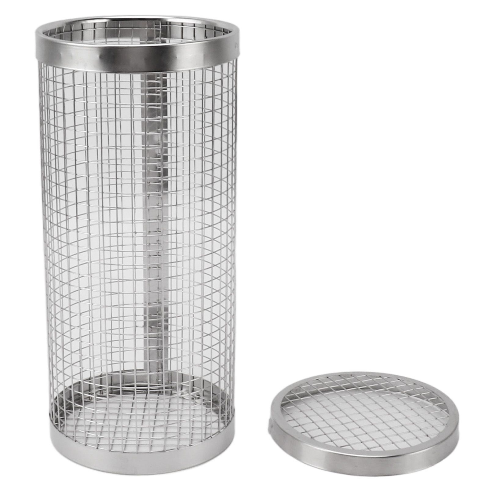 BBQ Net Tube Rolling Grilling Basket Stainless Steel Wire Mesh Cylinder Grill Basket with Fork Hook for Outdoor Barbecue Camping S - Image 4