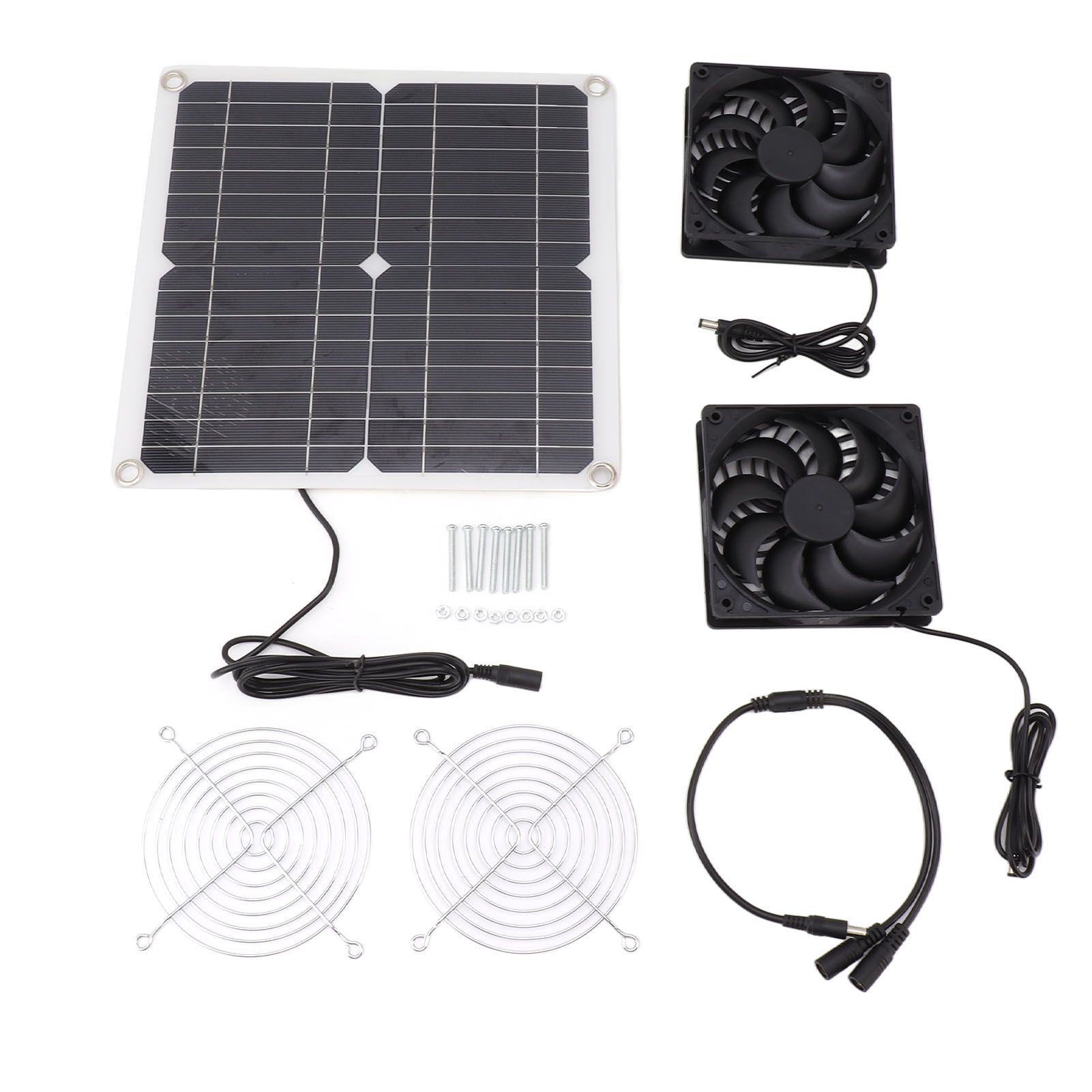 12W 12V Solar Panel Powered Fan Efficient Energy Conversion Solar Panel Dual Fan Kit - Image 1
