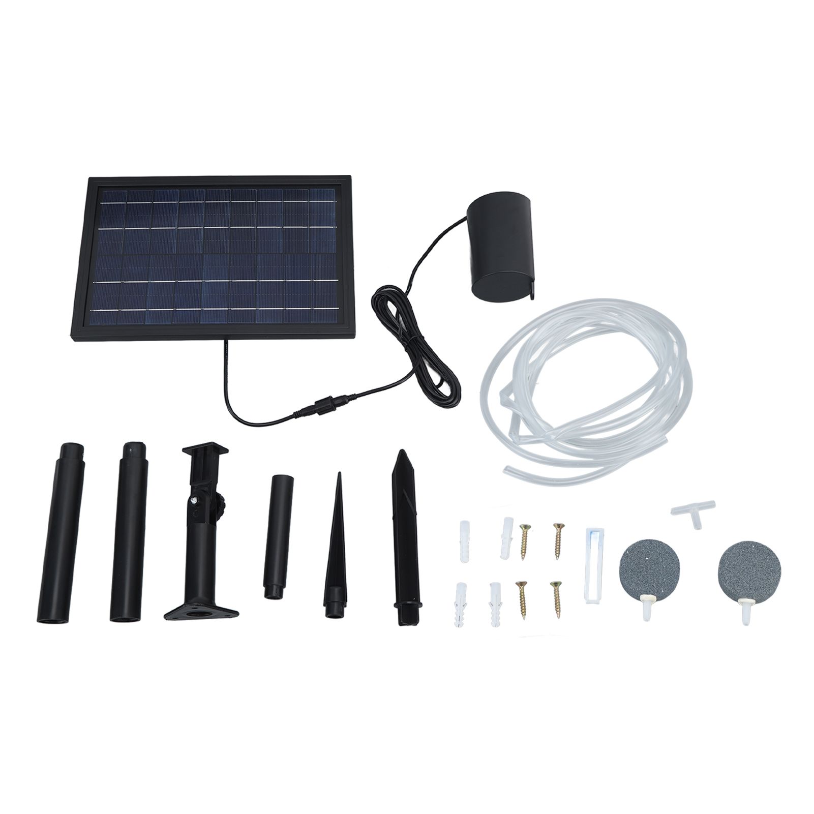 Solar Air Pump with 2 Bubble Stones with Hose 8W 10V 2400mAh ABS and Polysilicon Solar Oxygen Pump for Pond Pool - Image 1