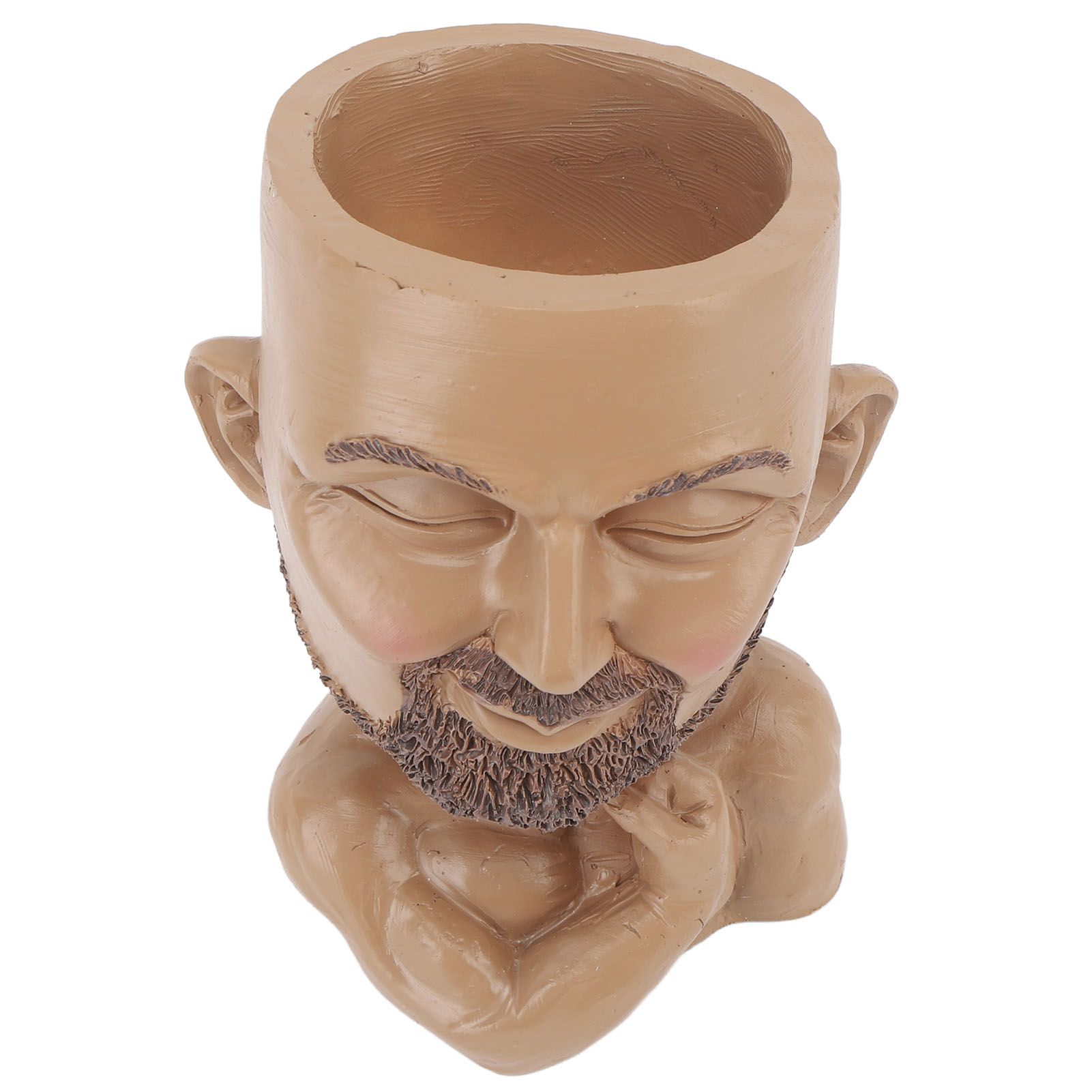 Head Planter Resin Face Planter Weather Resistance Drain Hole Plant Pot for Home Garden Office Dark Color - Image 3