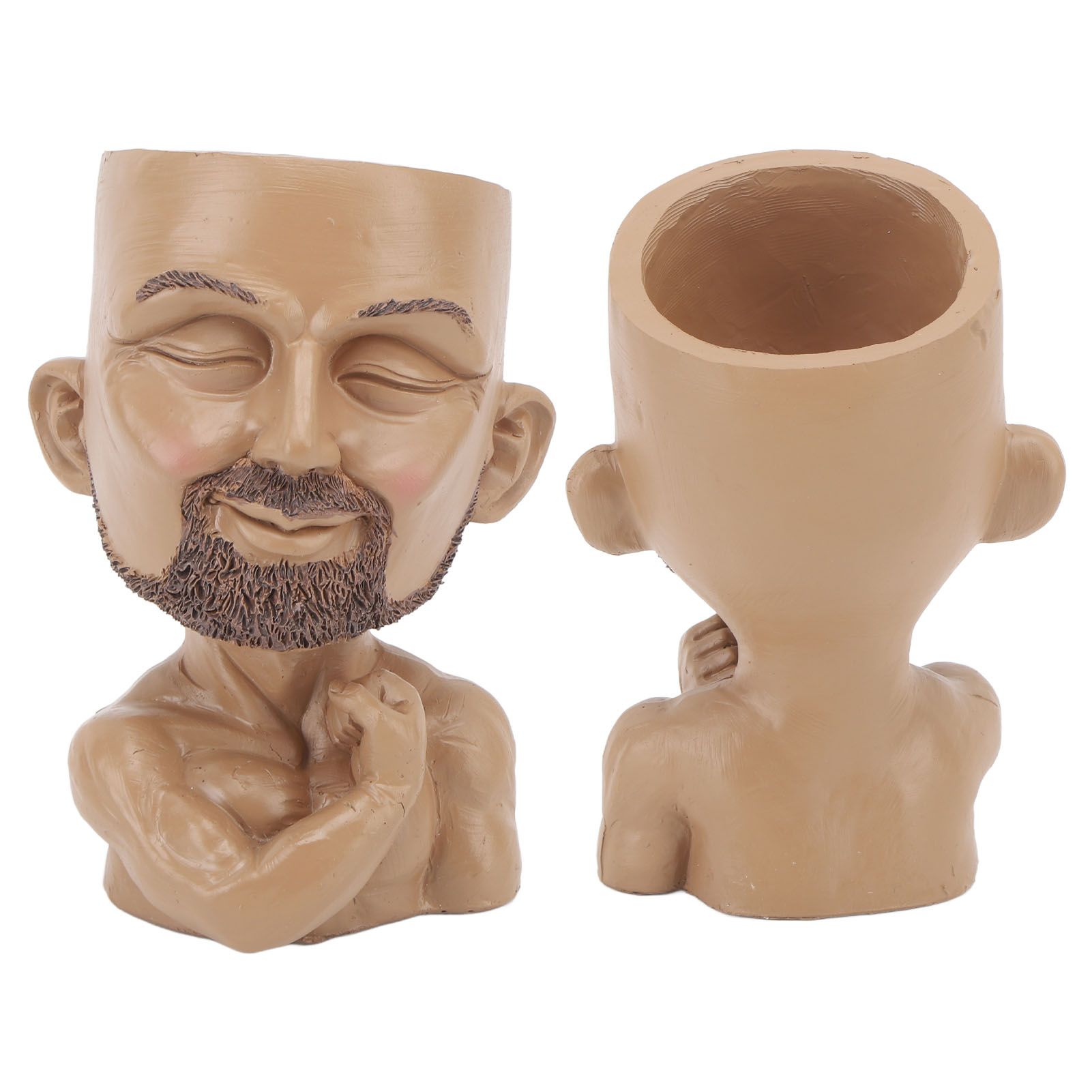 Head Planter Resin Face Planter Weather Resistance Drain Hole Plant Pot for Home Garden Office Dark Color - Image 8