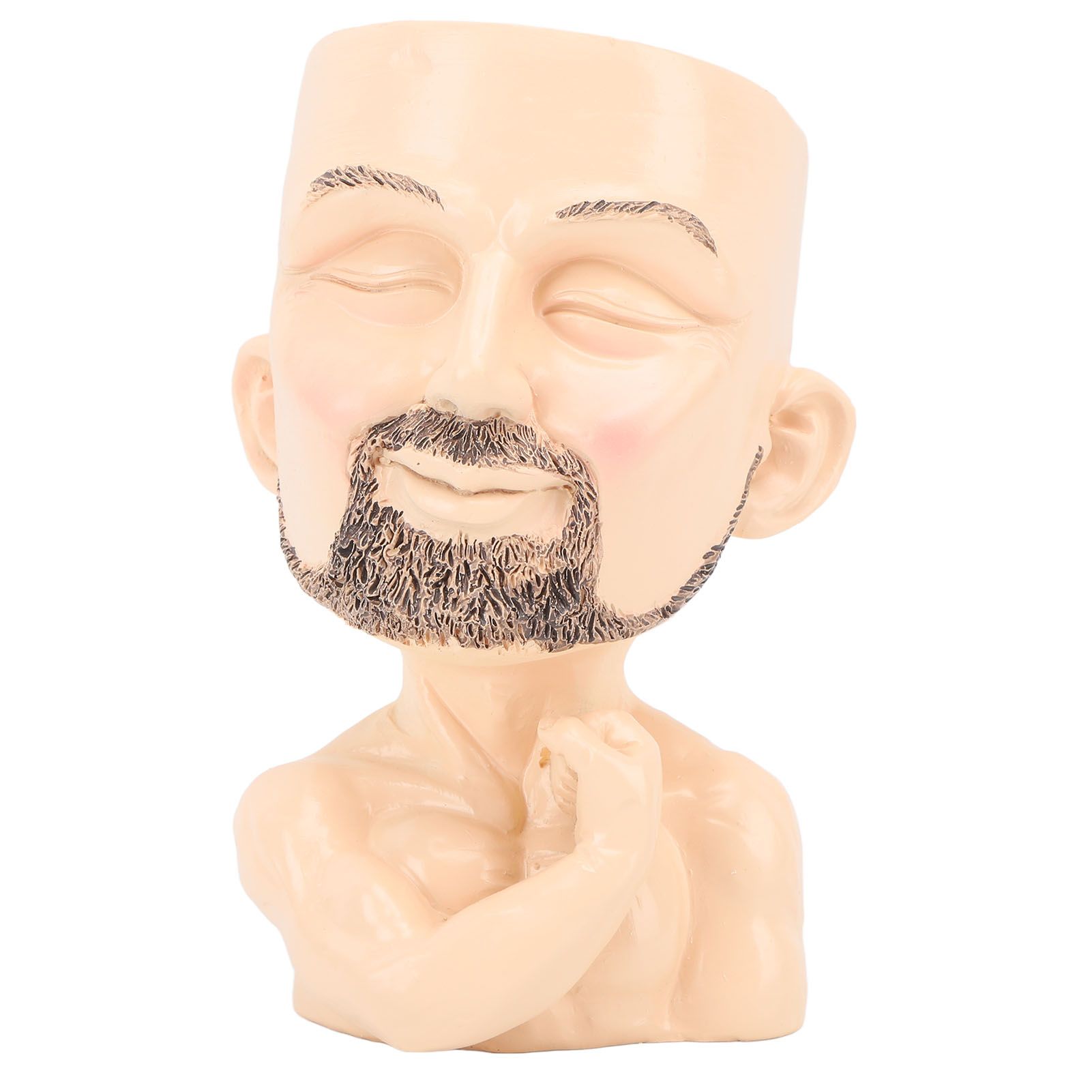 Head Planter Resin Face Planter Weather Resistance Drain Hole Plant Pot for Home Garden Office Light Color - Image 1