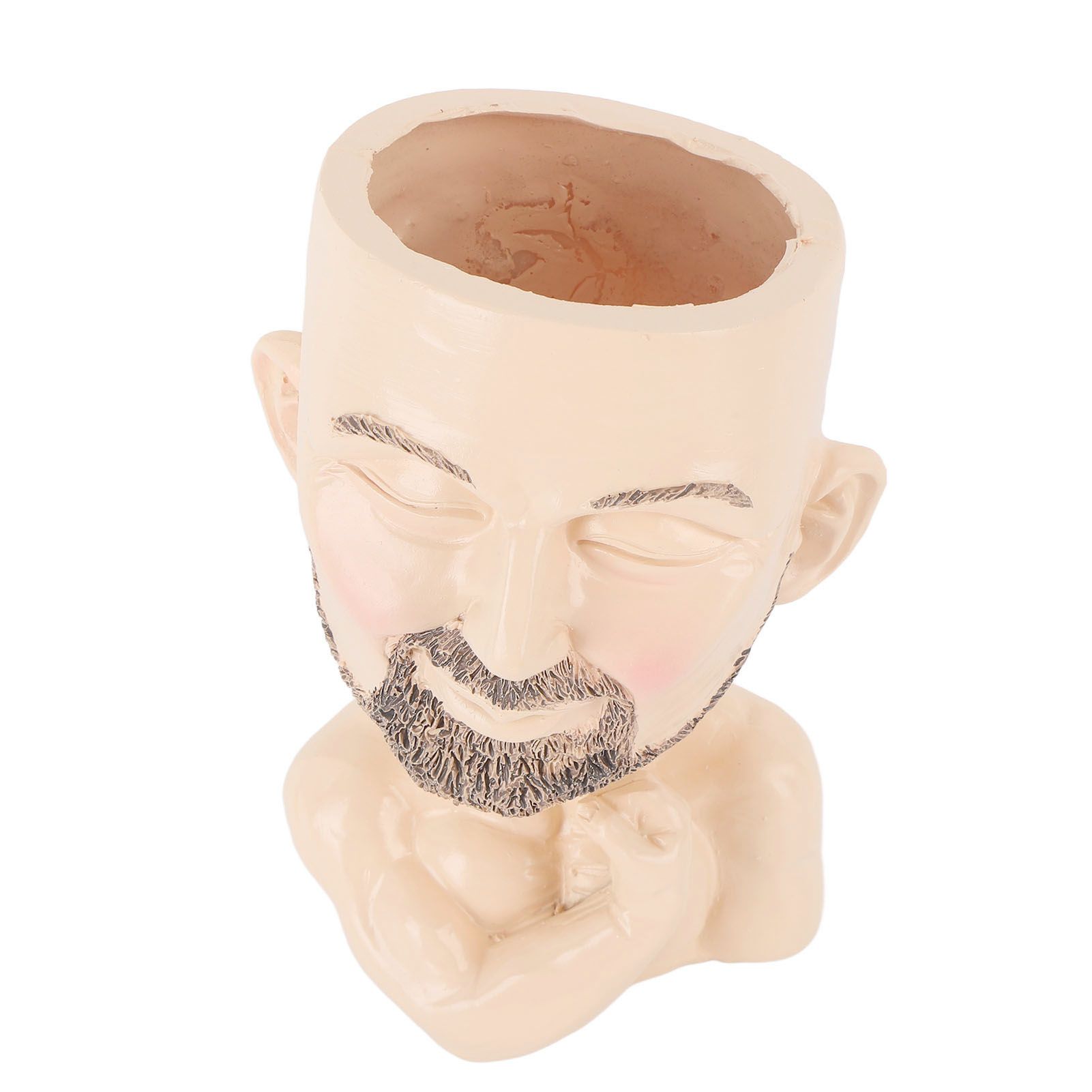Head Planter Resin Face Planter Weather Resistance Drain Hole Plant Pot for Home Garden Office Light Color - Image 4