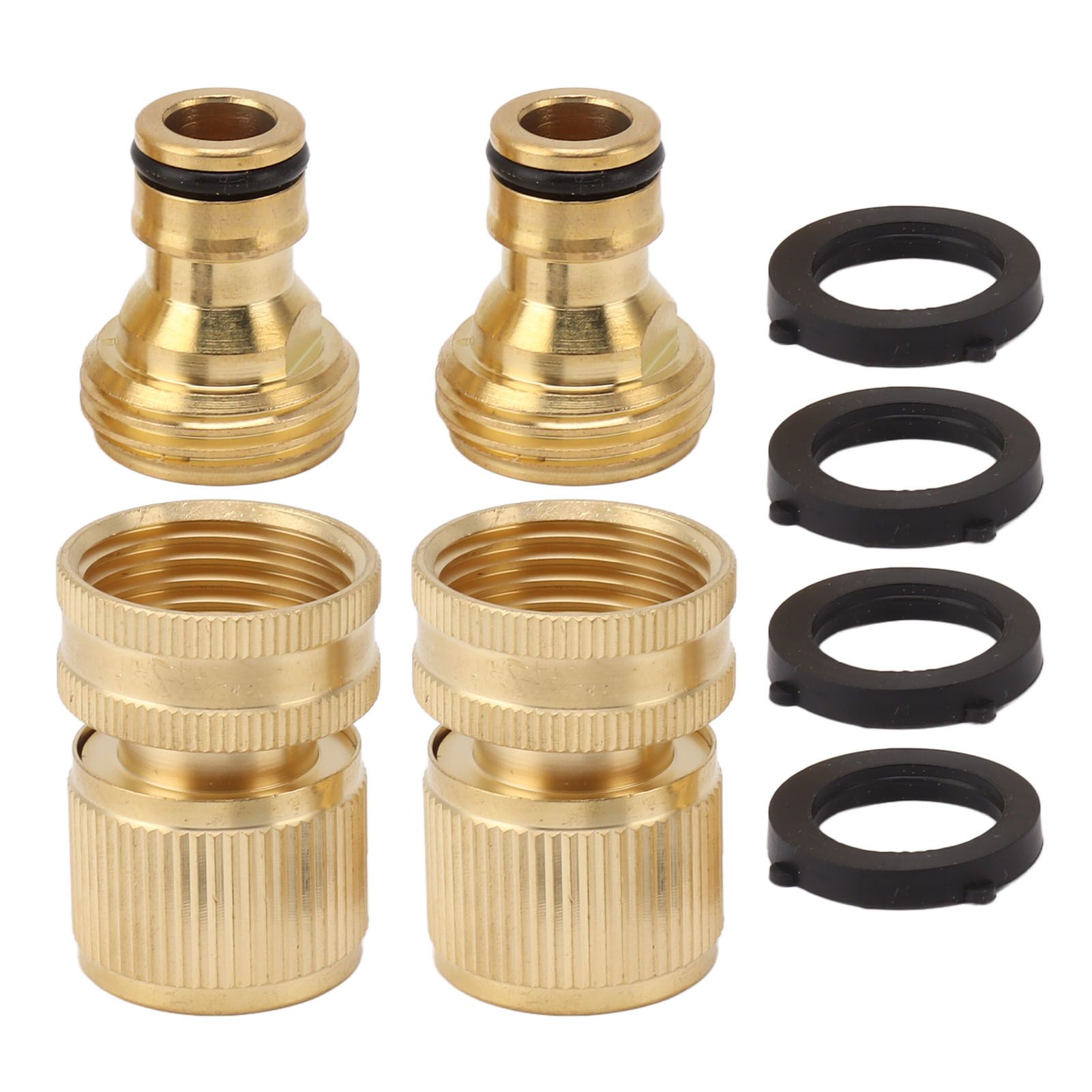 2PCS Water Hose Quick Connector Brass 3/4 Inch Male and Female Garden Hose Fitting Adapter for Repair - Image 1