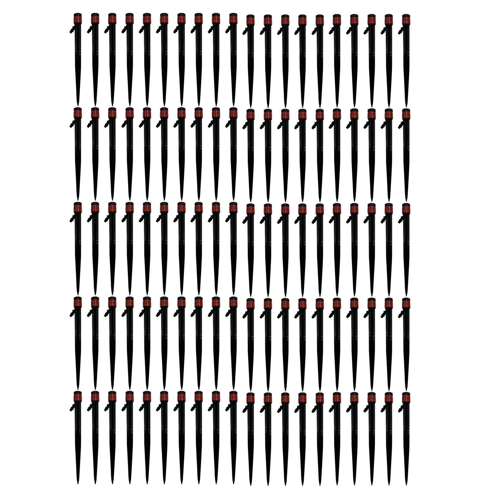 100pcs Drip Emitters 360 Degree Adjustable Water Flow Drippers Sprayer for Patio Lawn Bed Watering System 13cm / 5.1in Red - Image 1