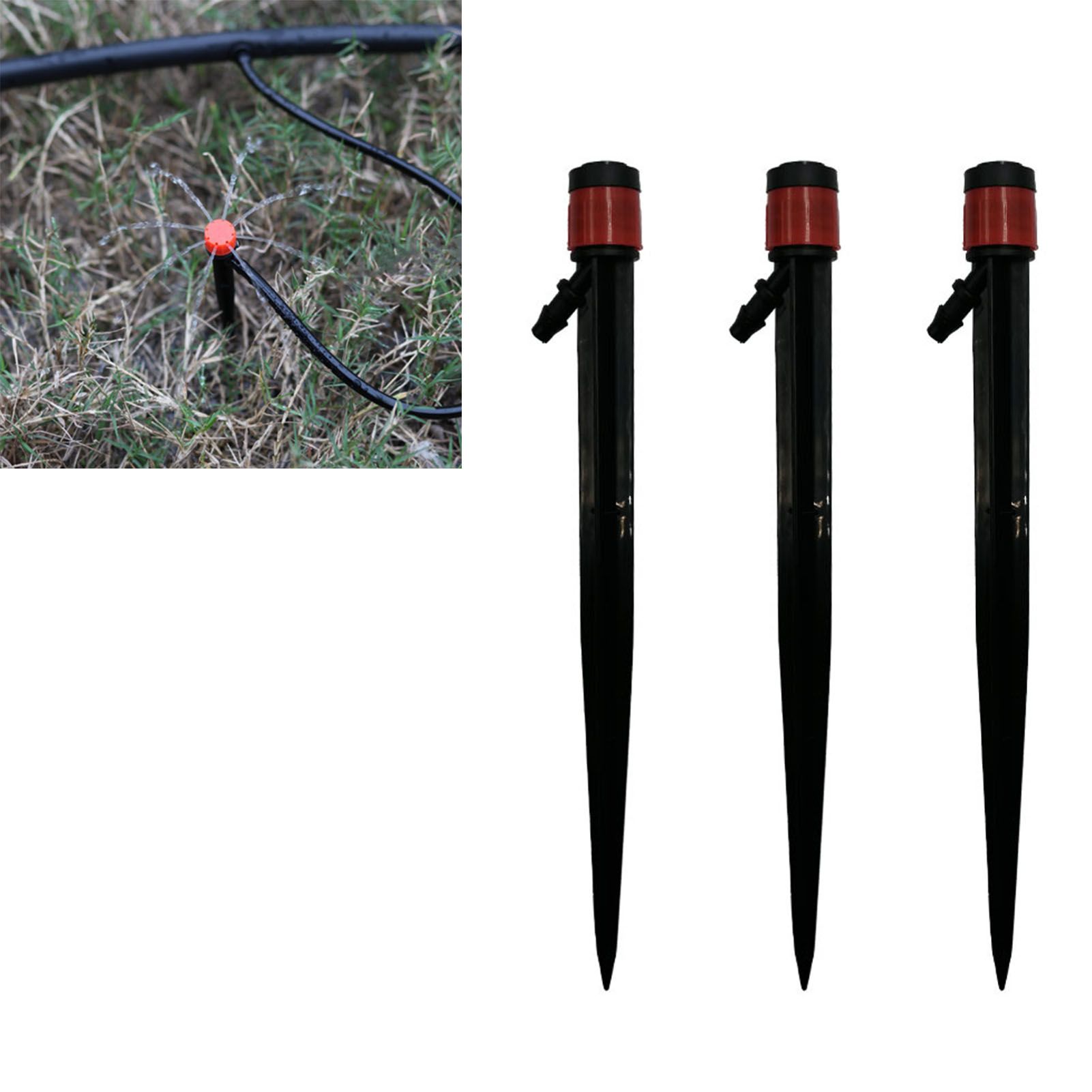 100pcs Drip Emitters 360 Degree Adjustable Water Flow Drippers Sprayer for Patio Lawn Bed Watering System 13cm / 5.1in Red - Image 5