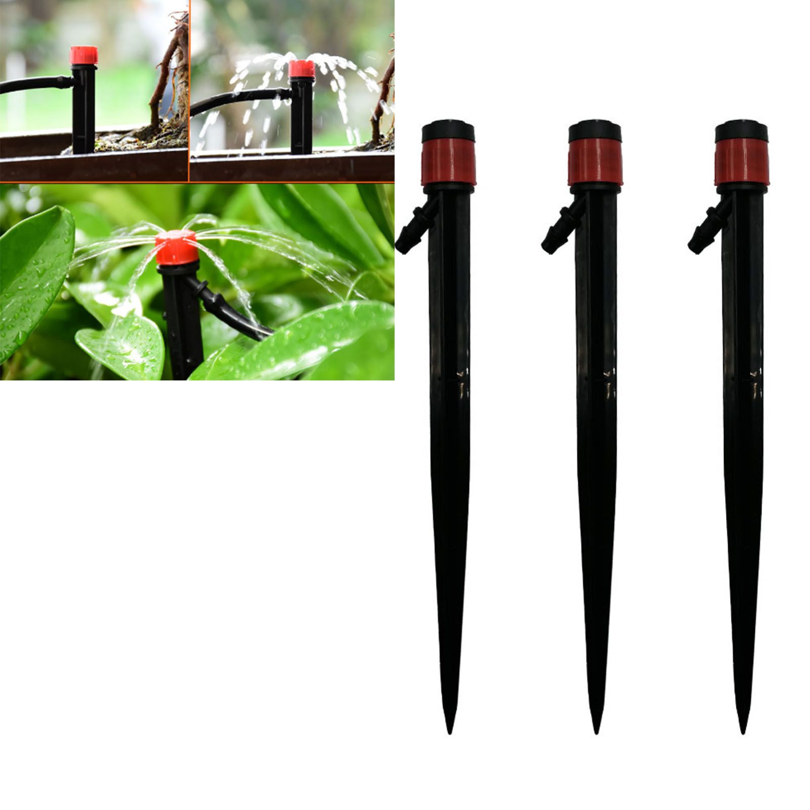100pcs Drip Emitters 360 Degree Adjustable Water Flow Drippers Sprayer for Patio Lawn Bed Watering System 13cm / 5.1in Red - Image 6