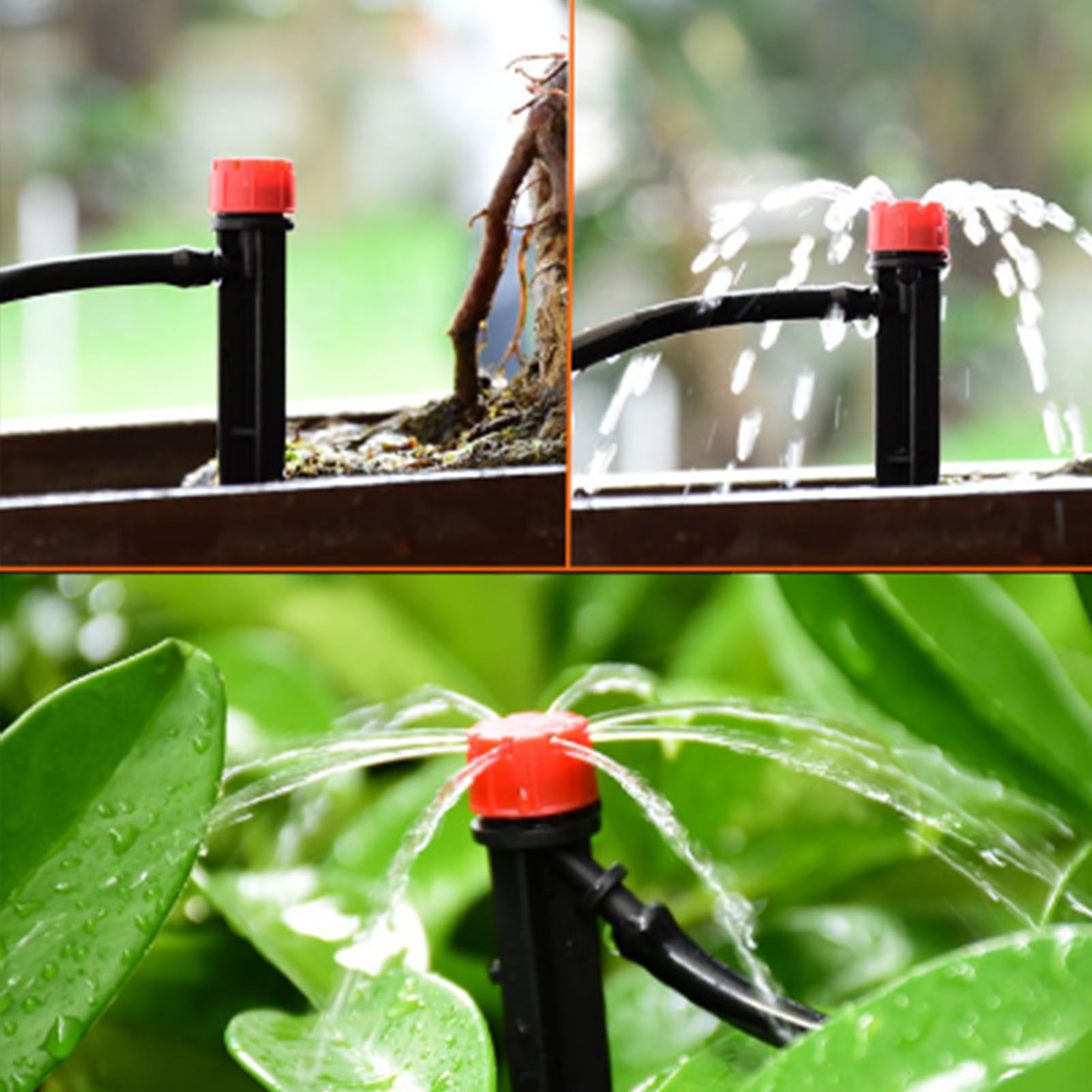 100pcs Drip Emitters 360 Degree Adjustable Water Flow Drippers Sprayer for Patio Lawn Bed Watering System 13cm / 5.1in Red - Image 8