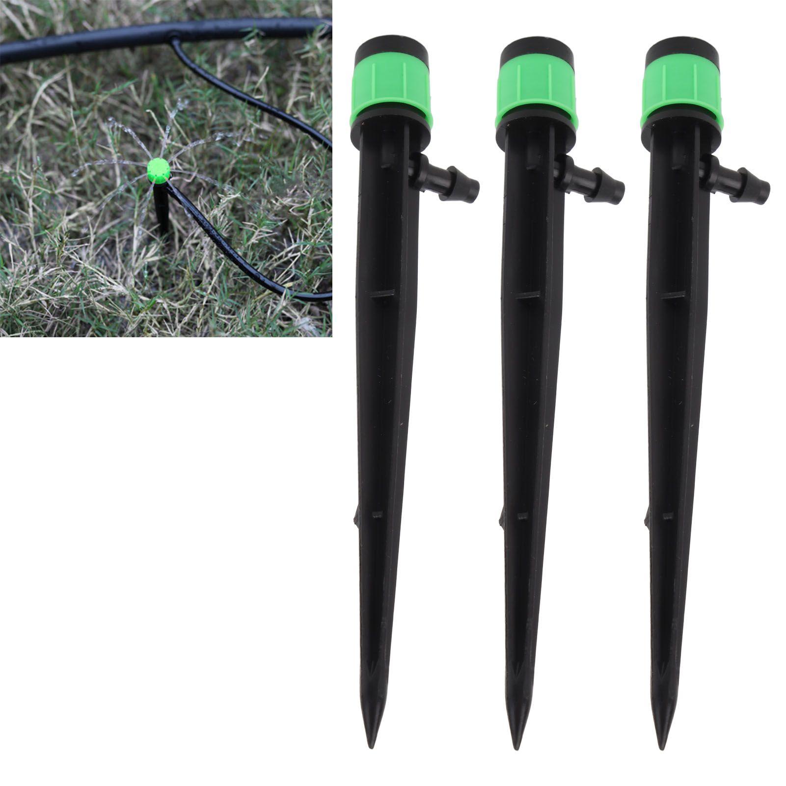 100pcs Drip Emitters 360 Degree Adjustable Water Flow Drippers Sprayer for Patio Lawn Bed Watering System 13cm / 5.1in Green - Image 5