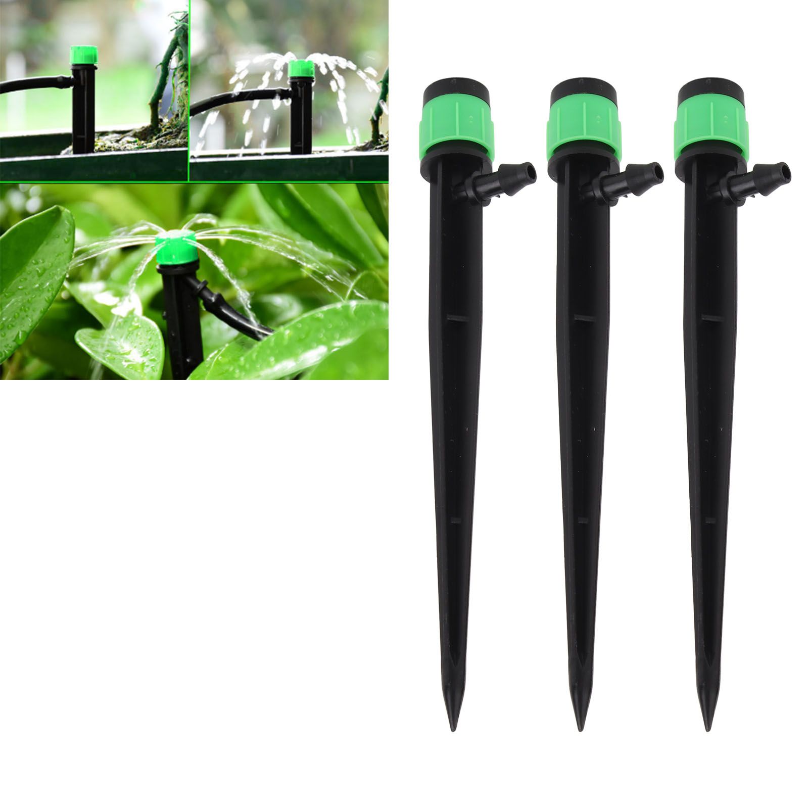 100pcs Drip Emitters 360 Degree Adjustable Water Flow Drippers Sprayer for Patio Lawn Bed Watering System 13cm / 5.1in Green - Image 6