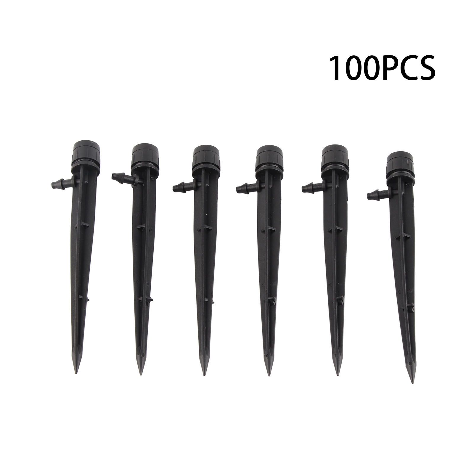 100pcs Drip Emitters 360 Degree Adjustable Water Flow Drippers Sprayer for Patio Lawn Bed Watering System 13cm / 5.1in Black - Image 1