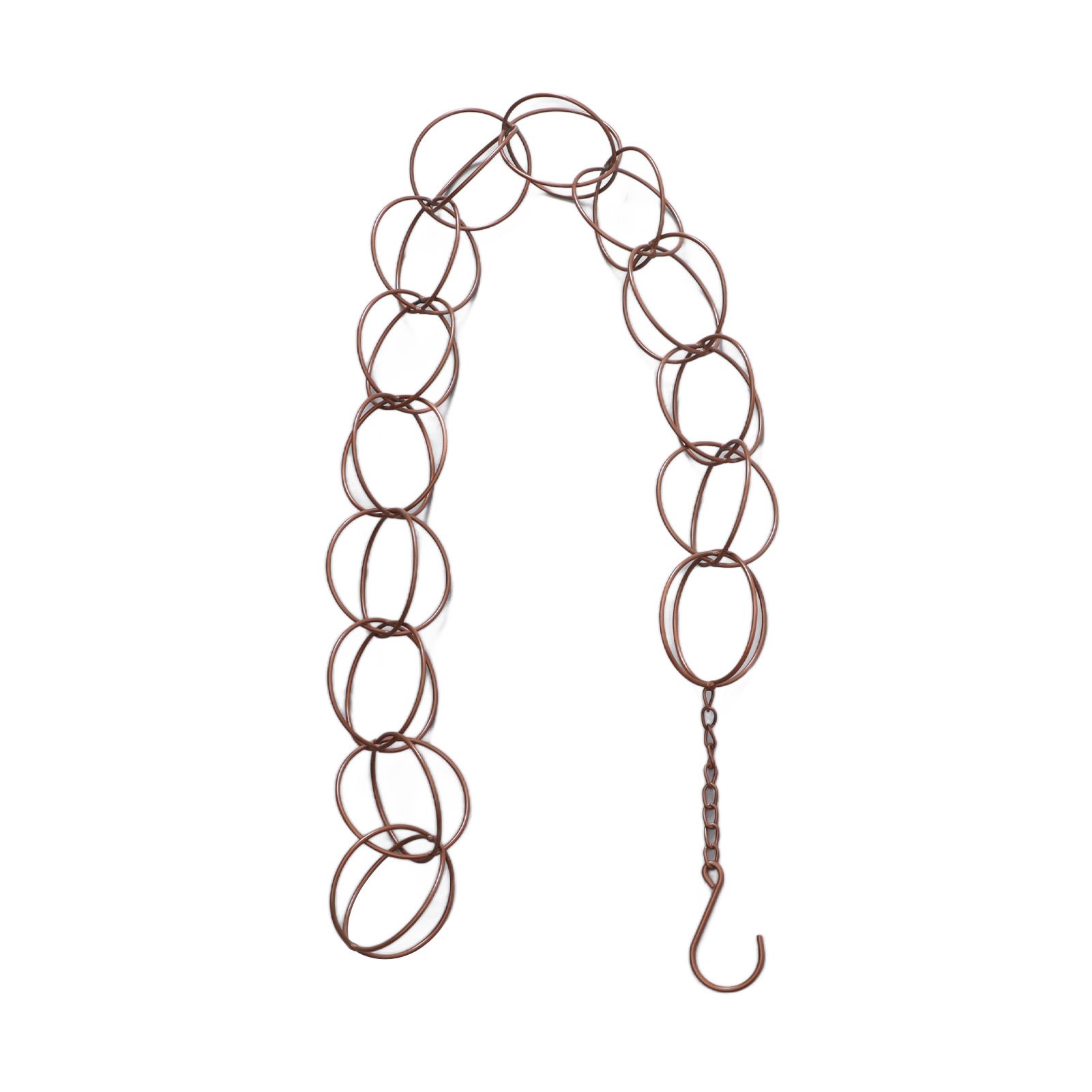 Metal Rain Chain Drainage Function Decorative Ring Wind Chime with Hook for Home Balcony Patio - Image 1