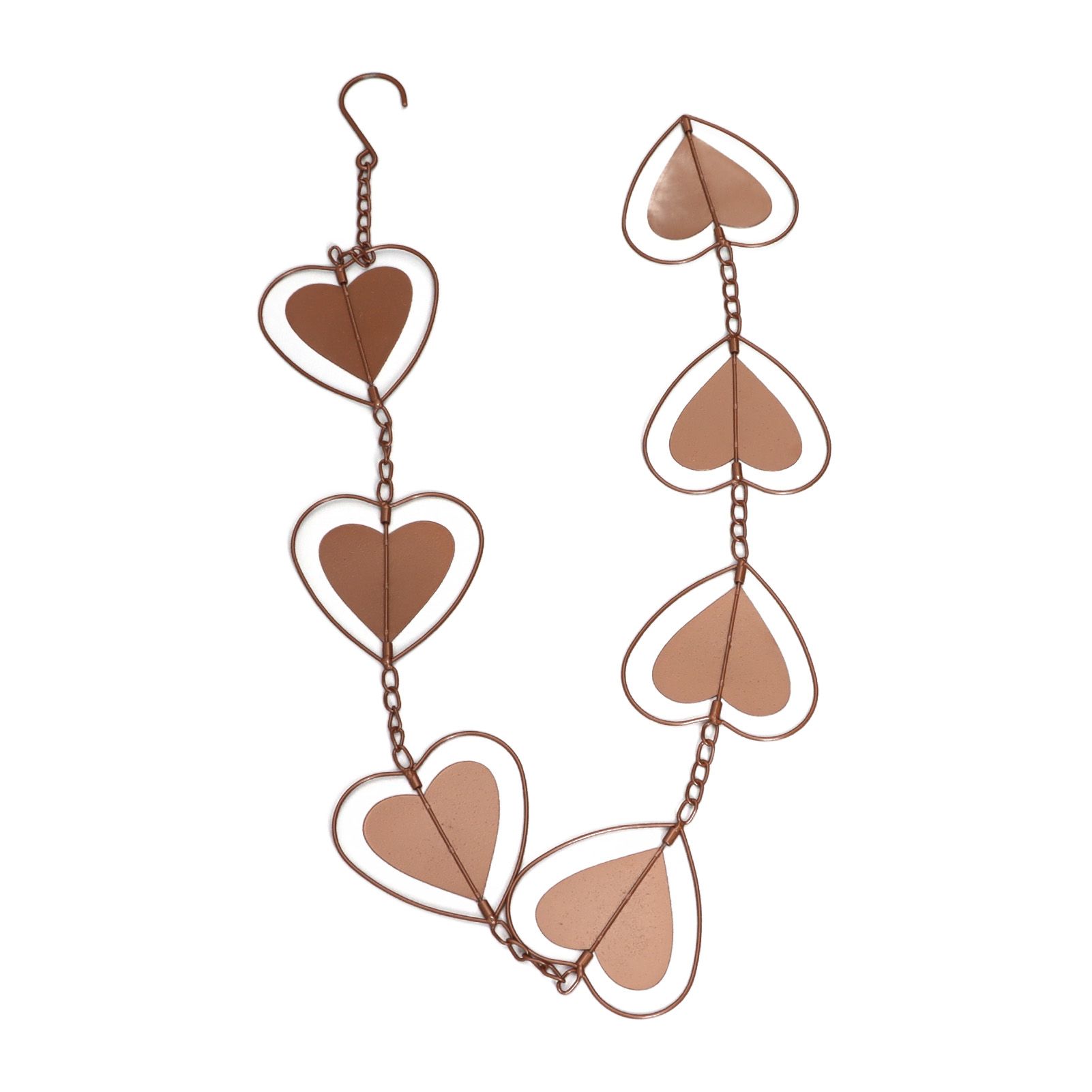 Metal Rain Chain Drainage Function Decorative Heart Shape Wind Chime with Hook for Balcony Patio Corridor - Image 1